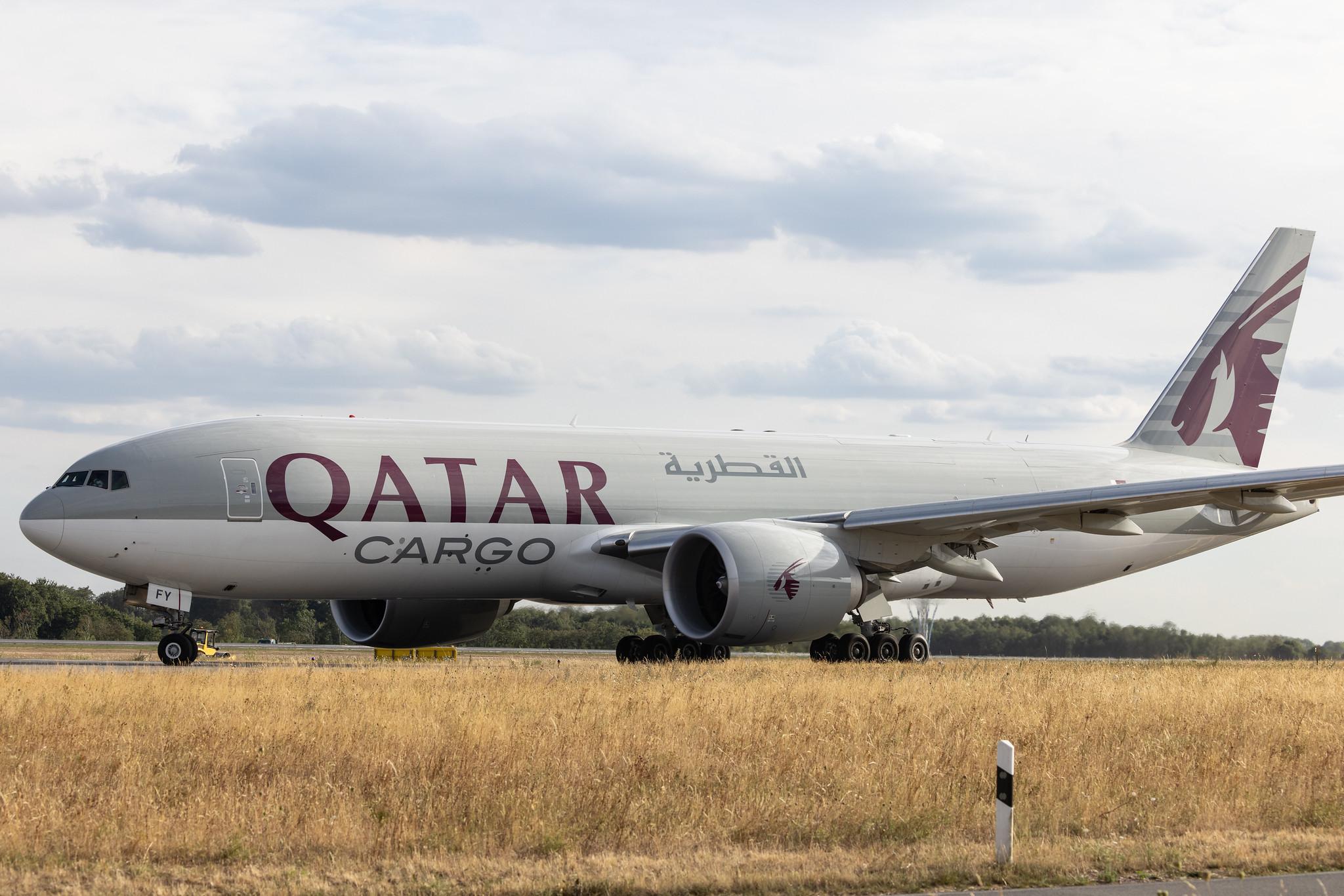 Luxembourg Findel Airport: Qatar Cargo (QR / QTR) | Operator: Qatar Airways |  Boeing 777-F B77L | A7-BFY | MSN 66871