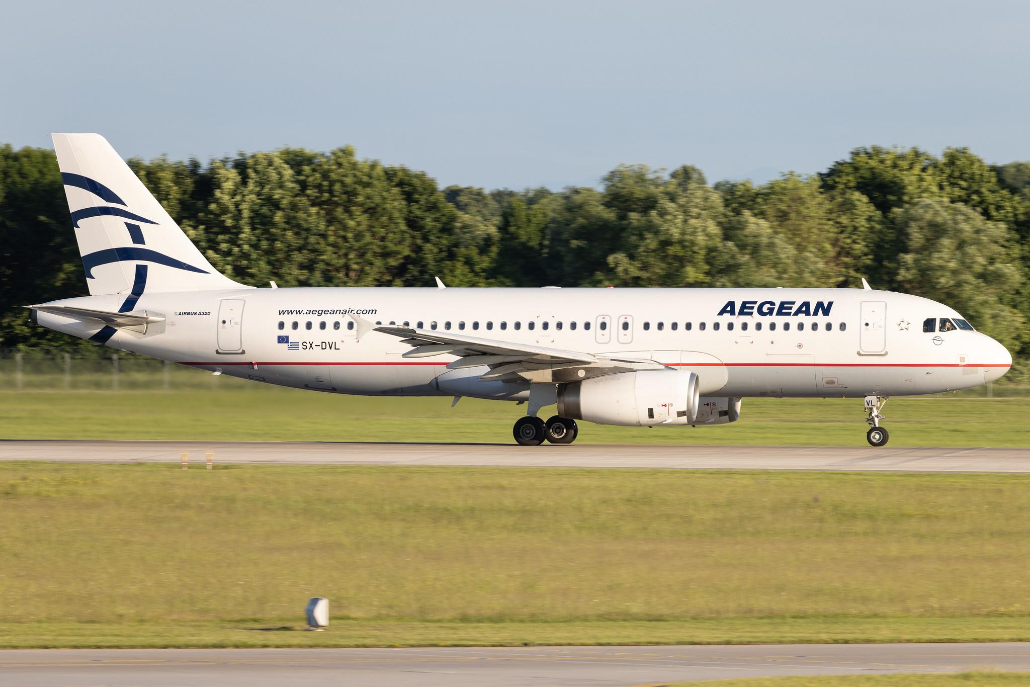 Munich Airport: Aegean Airlines (A3 / AEE) | Airbus A320-232 A320 | SX-DVL | MSN 3423