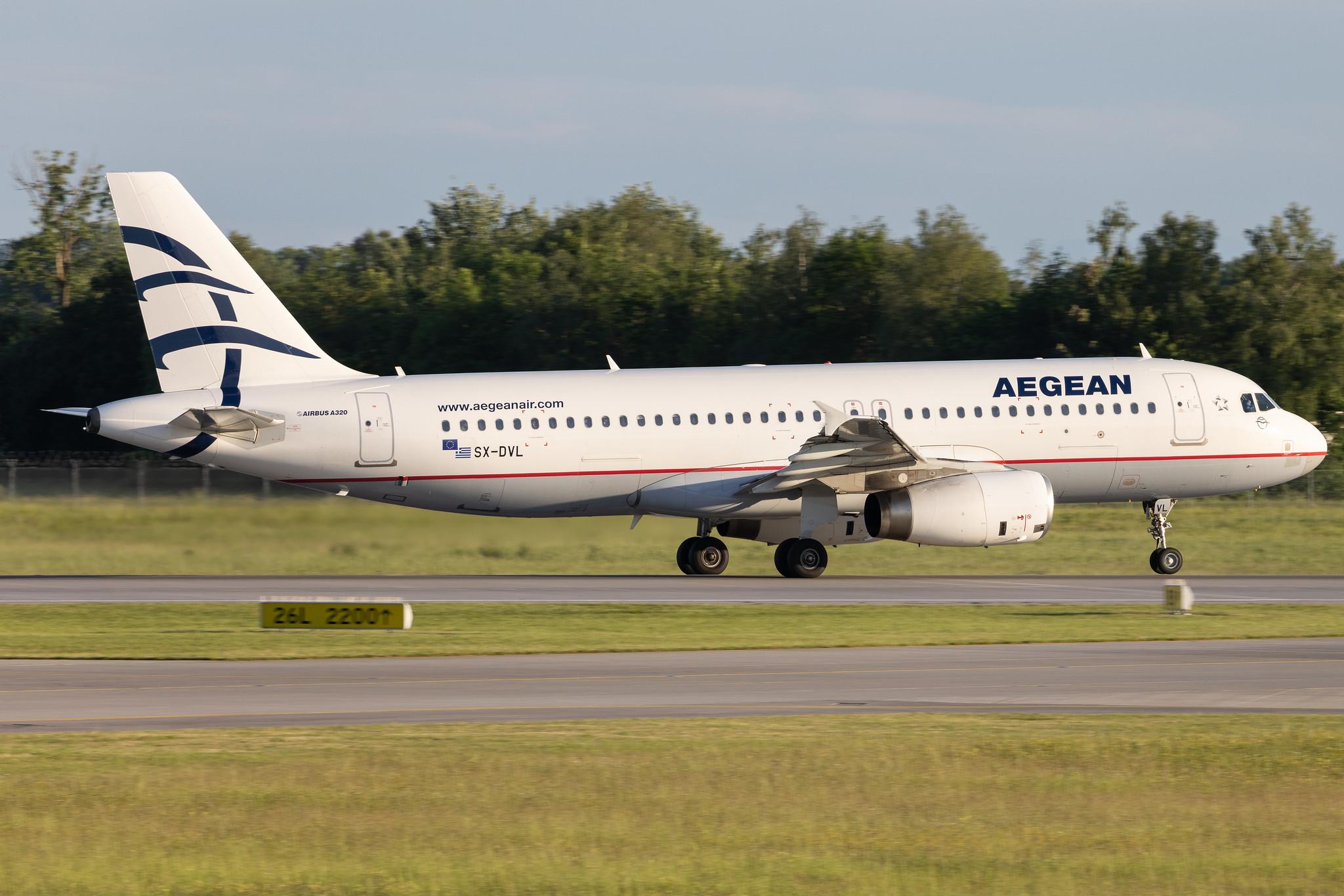 Munich Airport: Aegean Airlines (A3 / AEE) | Airbus A320-232 A320 | SX-DVL | MSN 3423