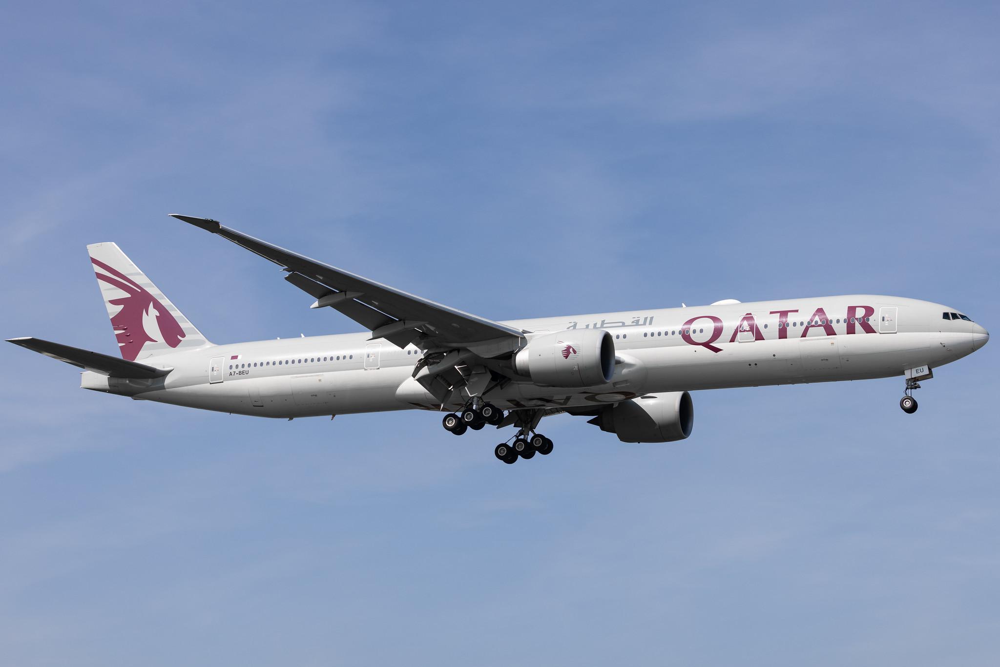 London Heathrow: Qatar Airways (QR / QTR) |  Boeing 777-3DZ(ER) B77W | A7-BEU | MSN 65302