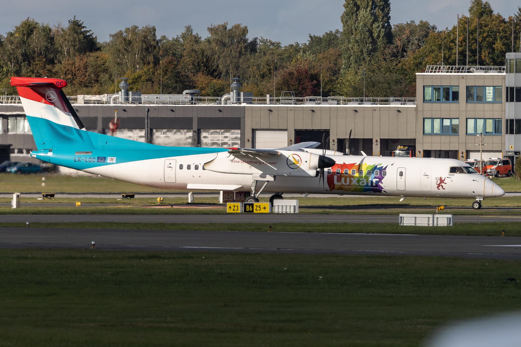 Hamburg Airport: Luxair (LG / LGL) | Livery: Be pride, be Luxembourg Livery | De Havilland Canada Dash 8-400 DH8D | LX-LQC | MSN 4513