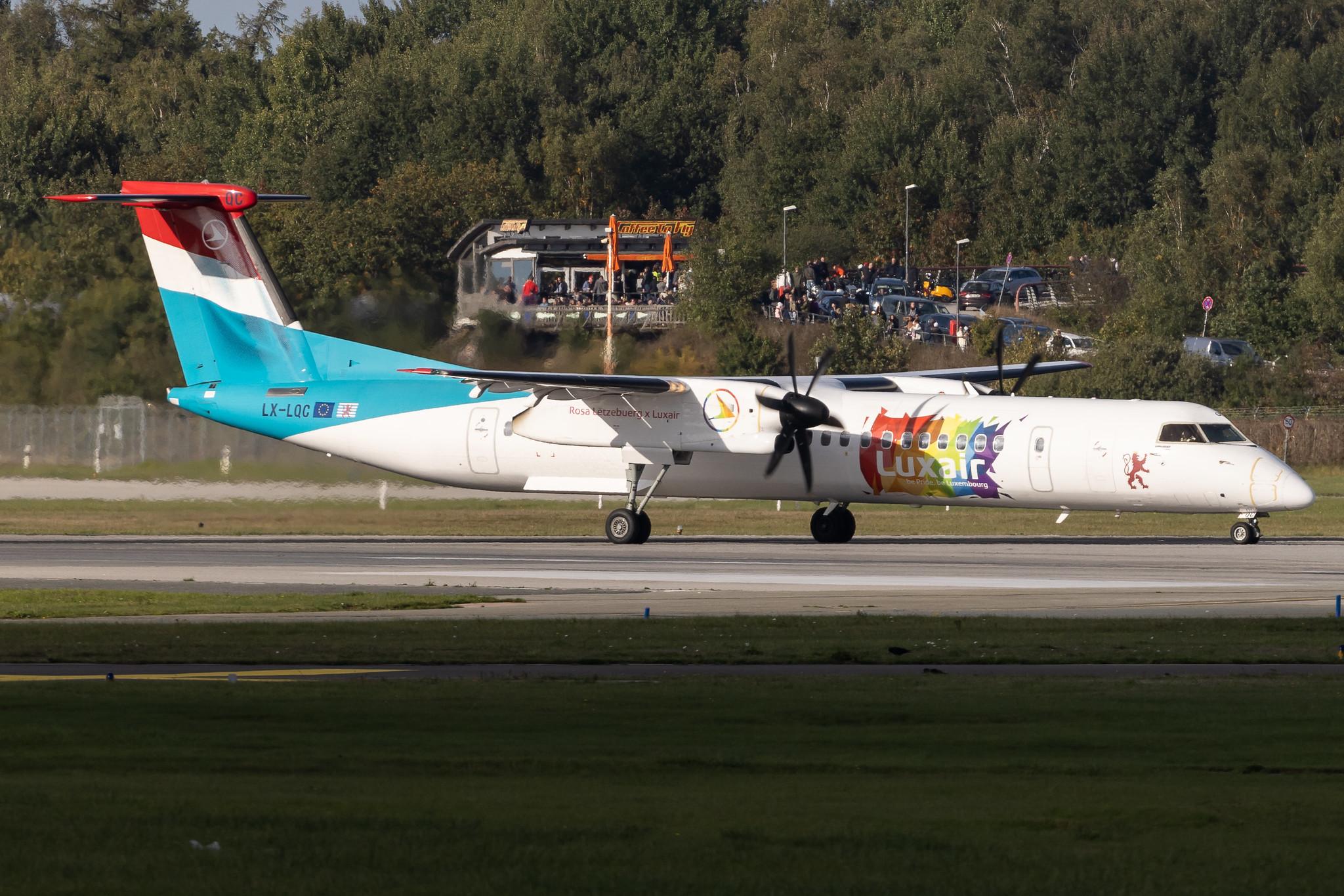 Hamburg Airport: Luxair (LG / LGL) | Livery: Be pride, be Luxembourg Livery | De Havilland Canada Dash 8-400 DH8D | LX-LQC | MSN 4513