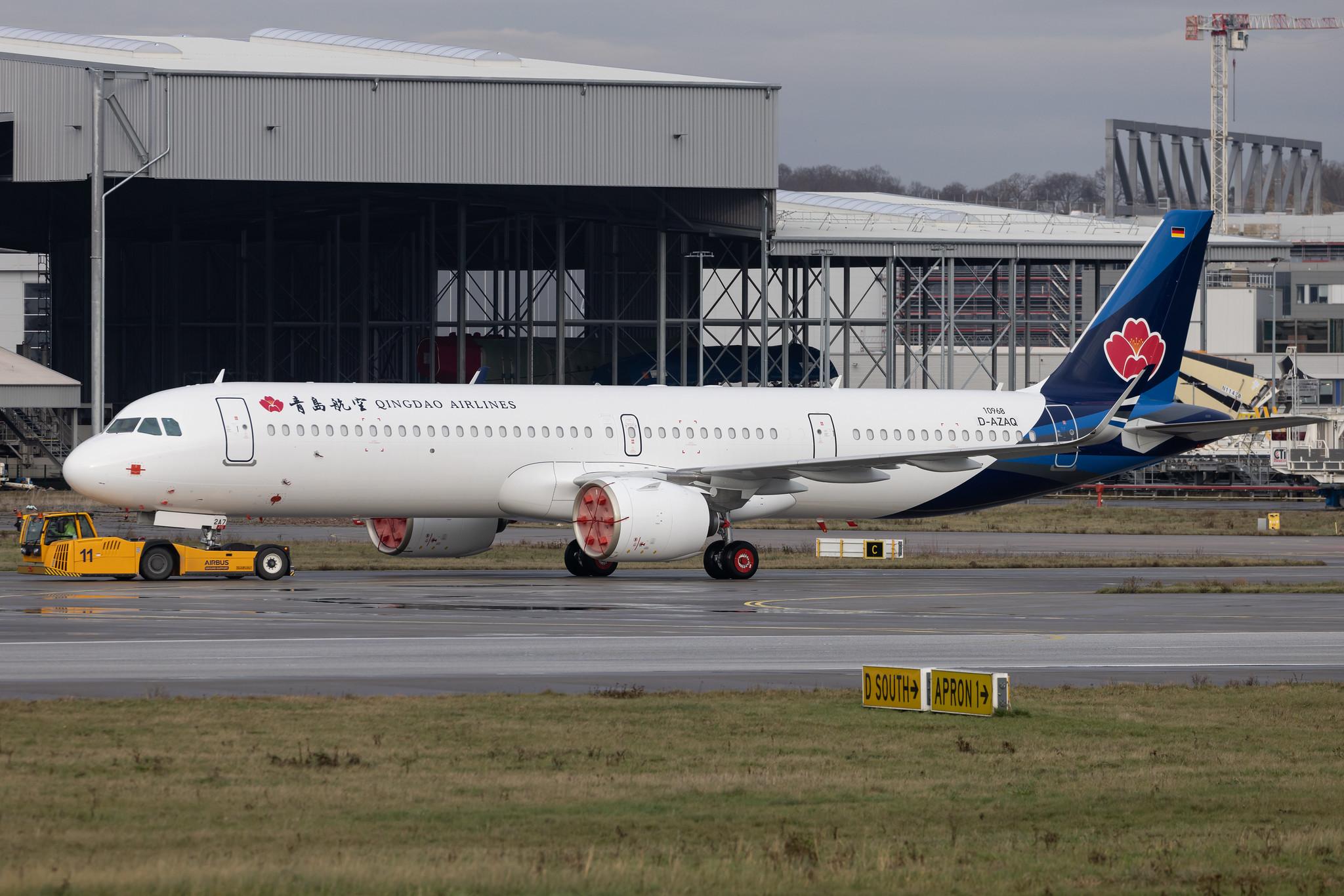 Hamburg Finkenwerder: Qingdao Airlines (QW / QDA) | Airbus A321-271NX A21N | D-AZAQ | B-32A7 | MSN 10968