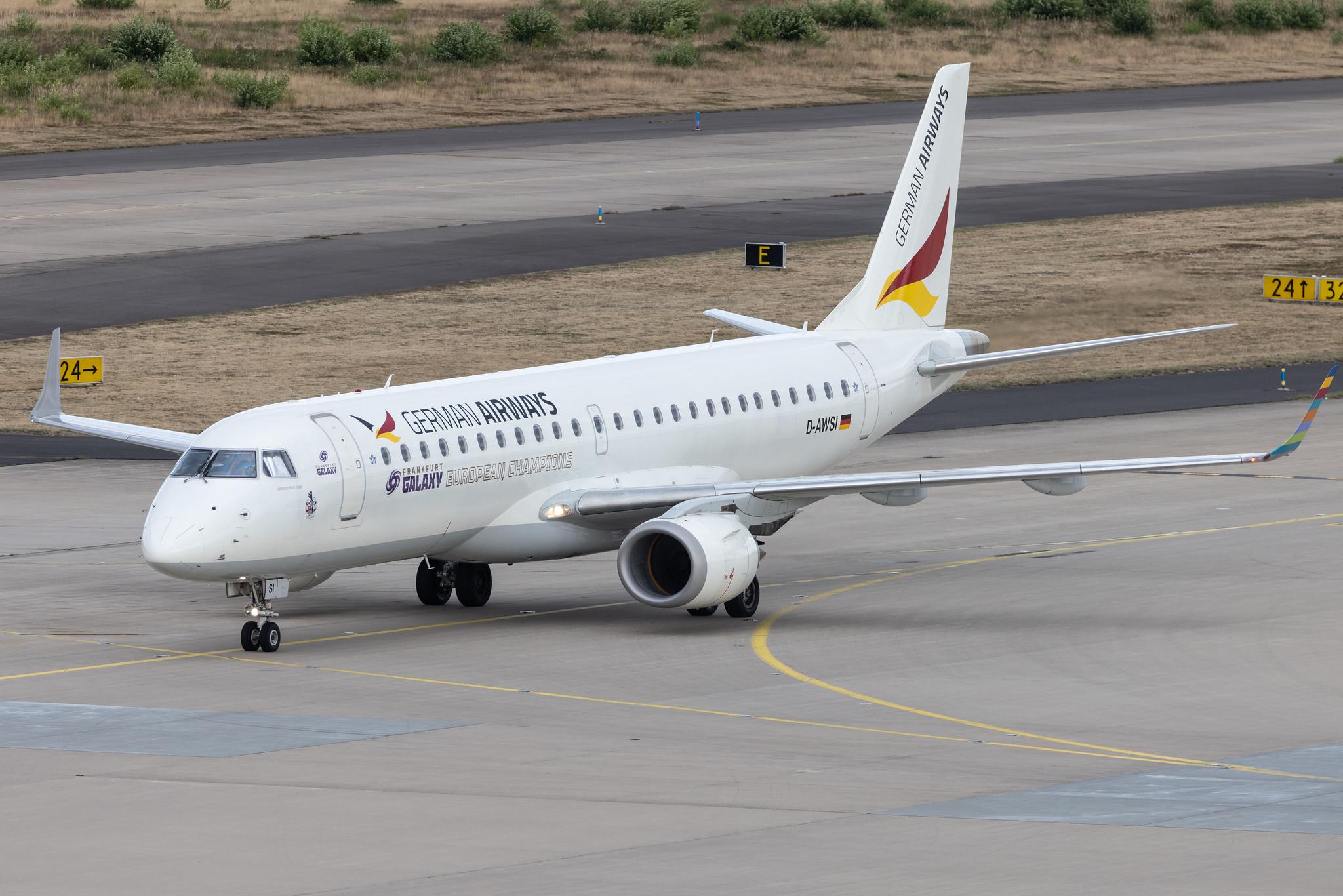 Köln Bonn Airport: German Airways (ZQ / GER) |  Embraer E190LR E190 | D-AWSI | MSN 19000074