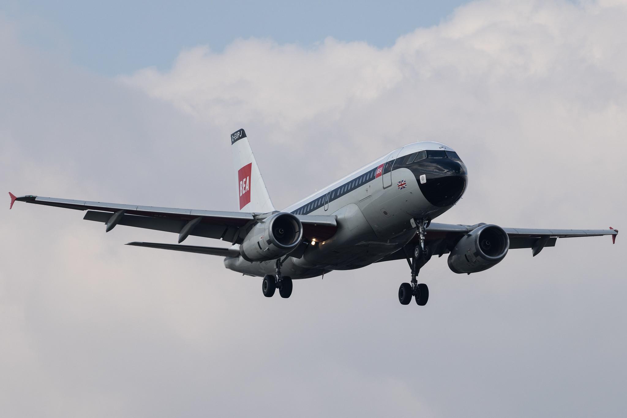 London Heathrow: British Airways (BA / BAW) | Livery: BEA Retro Livery | Airbus A319-131 A319 | G-EUPJ | MSN 1232