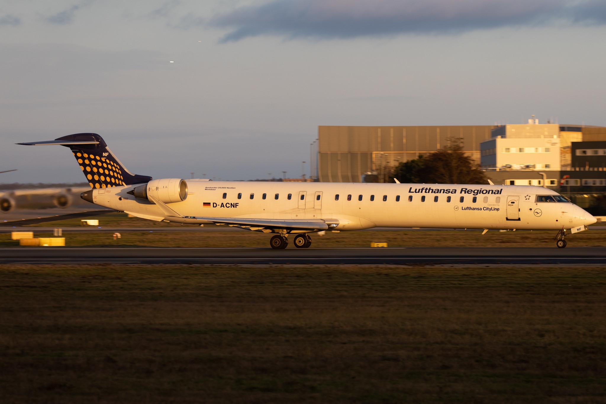 Frankfurt Airport: Lufthansa (LH / DLH) | Operator: Lufthansa CityLine | Mitsubishi CRJ-900LR CRJ9 | D-ACNF | MSN 15243