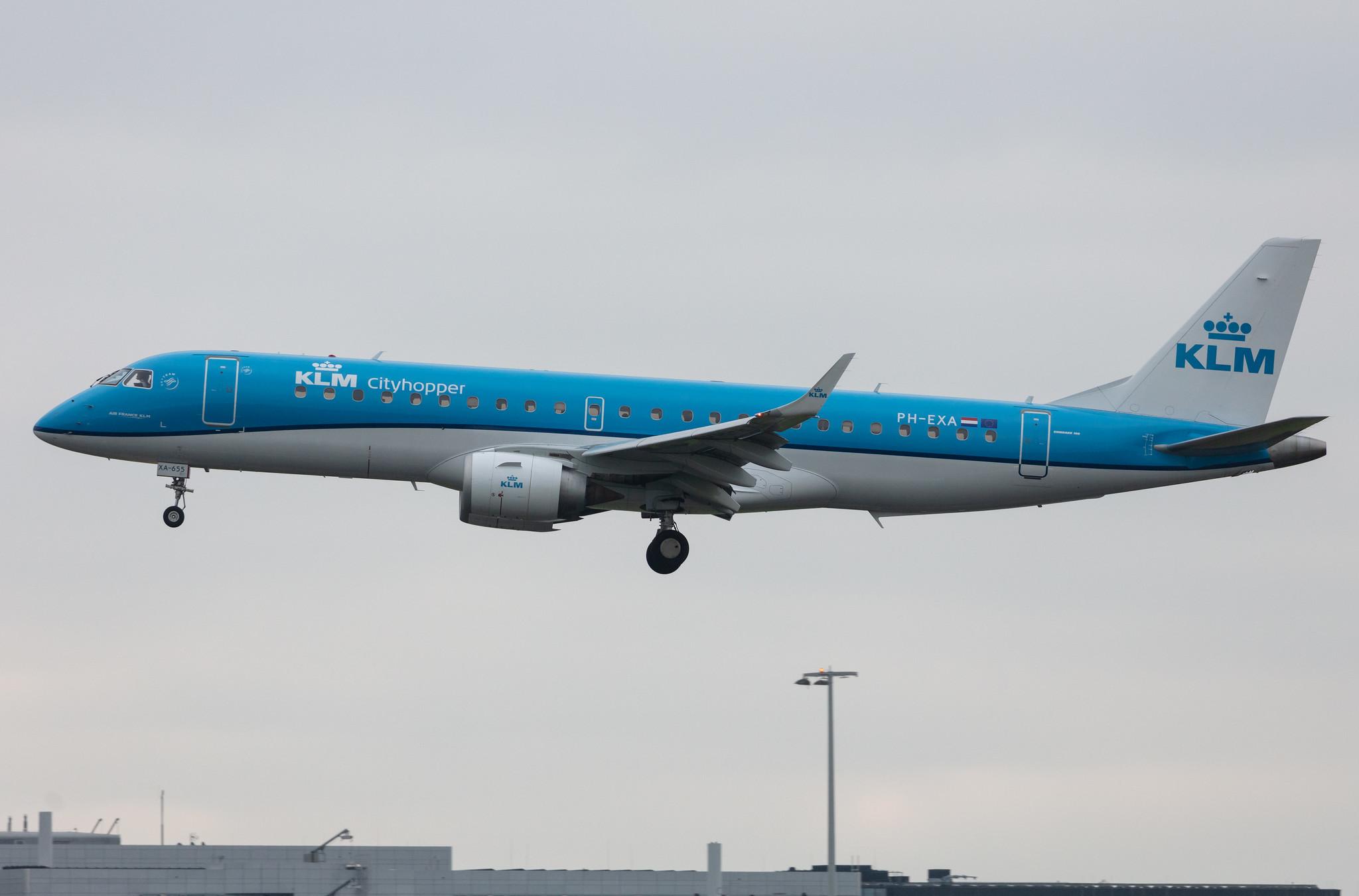 Amsterdam Schiphol: KLM (KL / KLM) | Operator: KLM Cityhopper |  Embraer E190STD E190 | PH-EXA | MSN 19000655