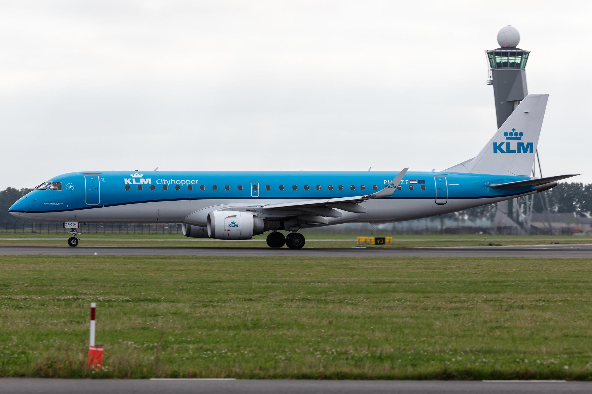 Amsterdam Schiphol: KLM (KL / KLM) | Operator: KLM Cityhopper |  Embraer E190STD E190 | PH-EZF | MSN 19000304