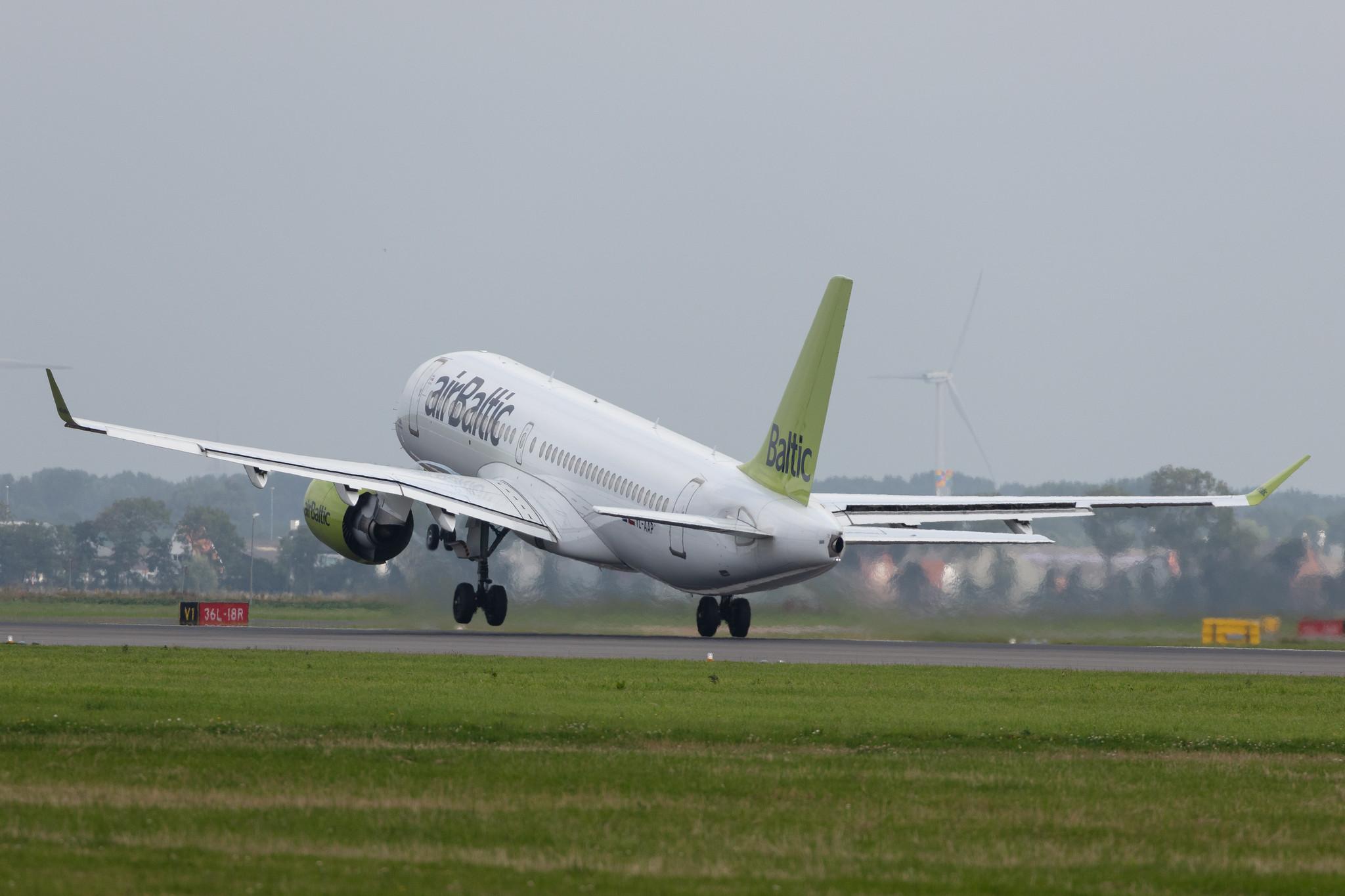 Amsterdam Schiphol: Air Baltic (BT / BTI) |  Airbus A220-300 BCS3 | YL-AAP | MSN 55051