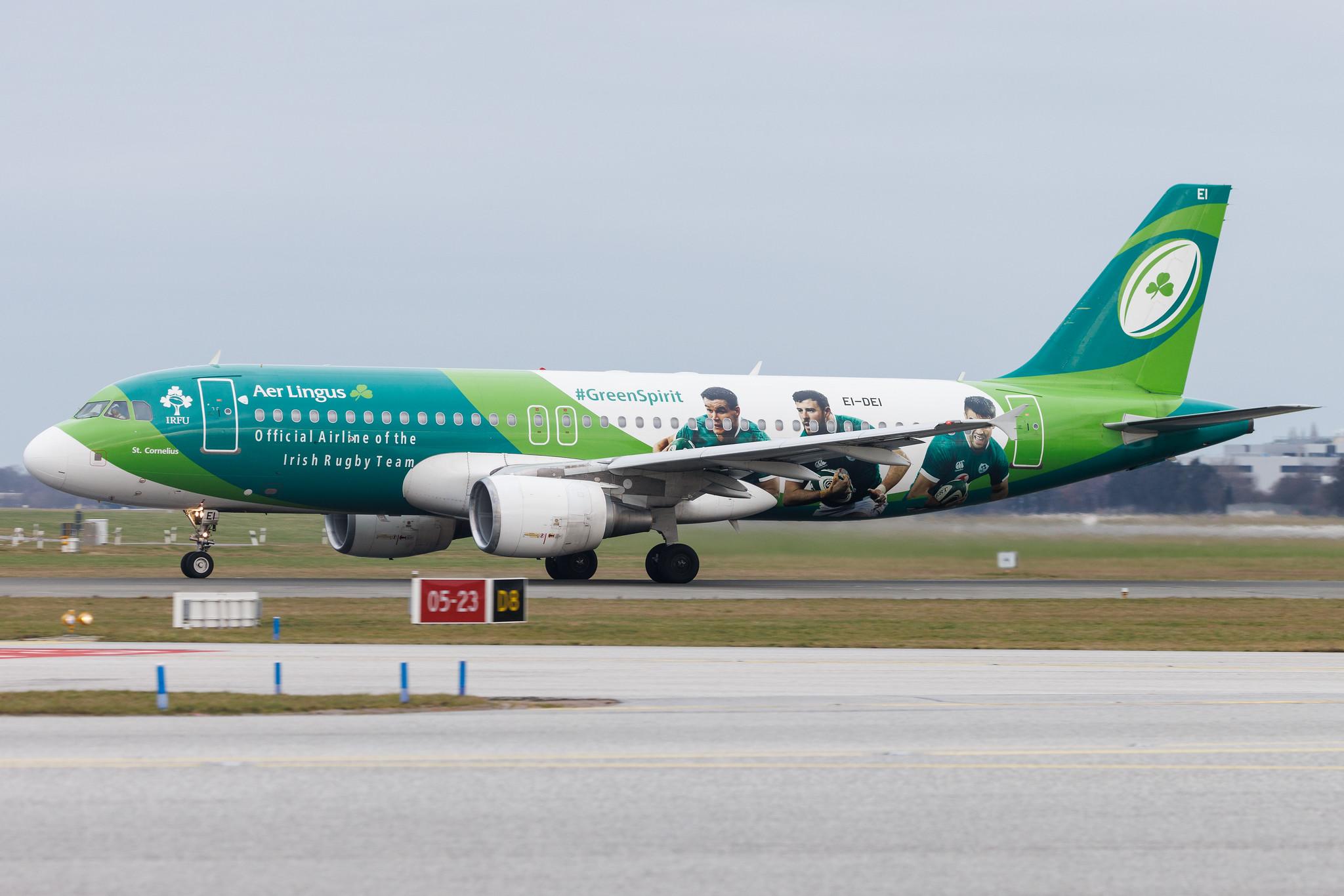 Hamburg Airport: Aer Lingus (EI / EIN) | Livery: Irish Rugby Team Livery | Airbus A320-214 A320 | EI-DEI | MSN 2374