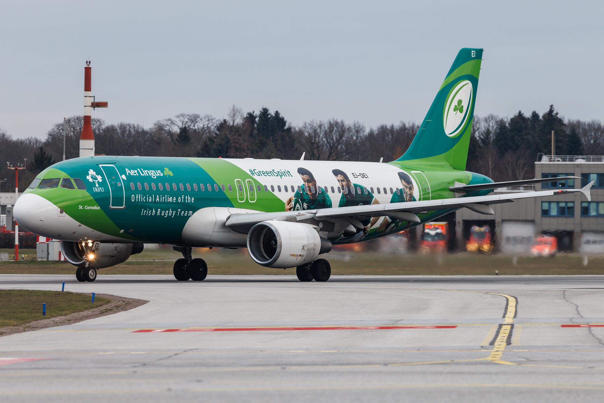 Hamburg Airport: Aer Lingus (EI / EIN) | Livery: Irish Rugby Team Livery | Airbus A320-214 A320 | EI-DEI | MSN 2374