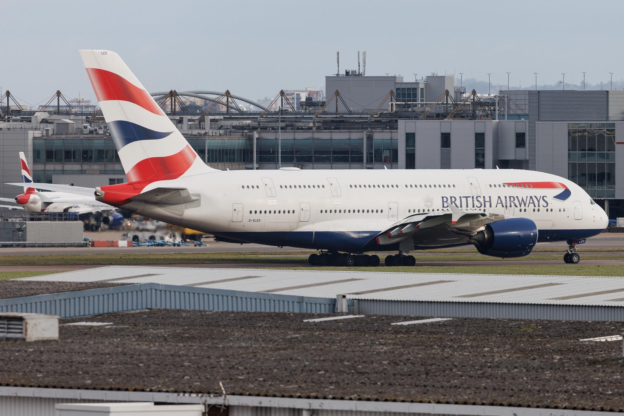 London Heathrow: British Airways (BA / BAW) | Airbus A380-841 A388 | G-XLEG | MSN 161