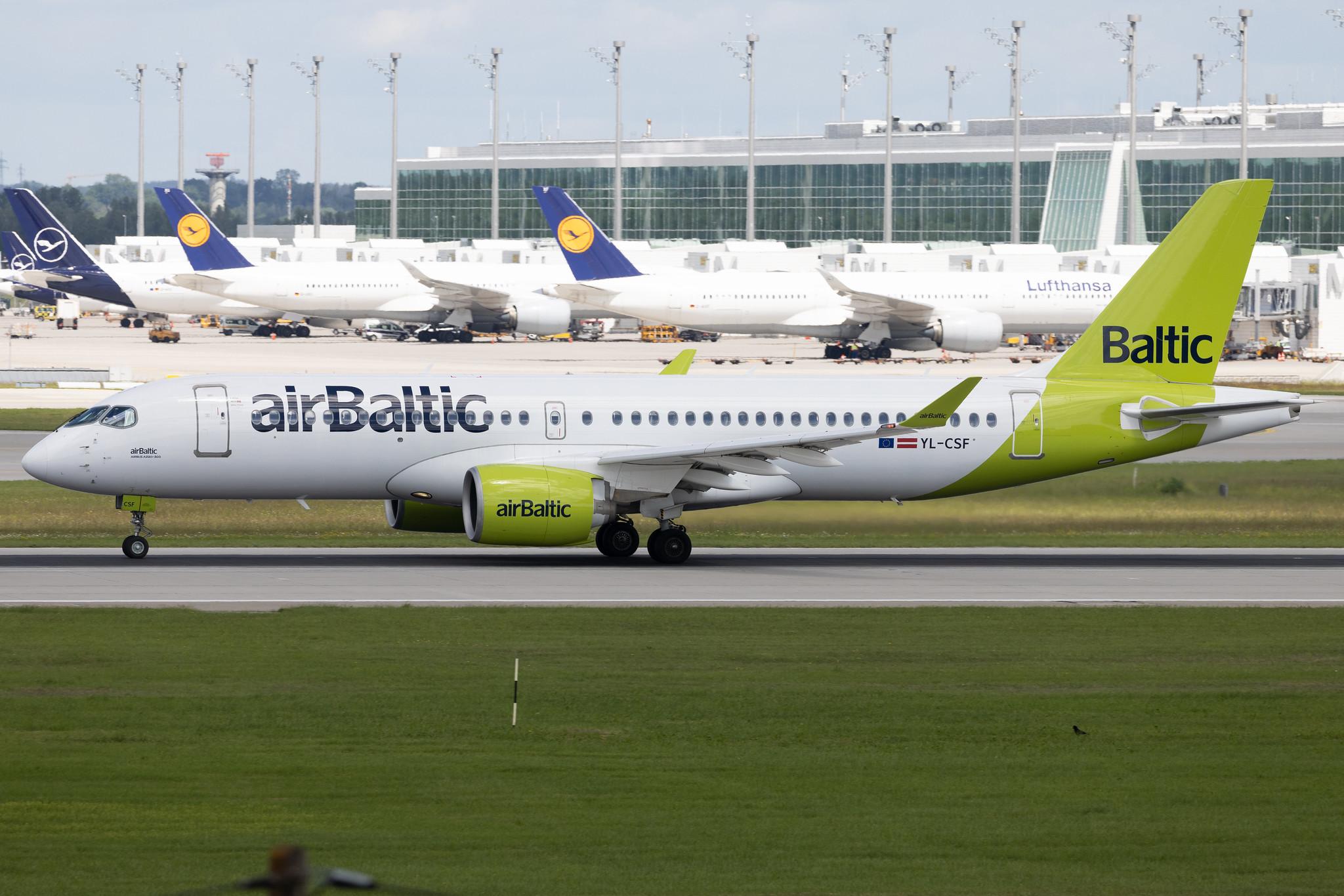 Munich Airport: Air Baltic (BT / BTI) | Airbus A220-300 BCS3 | YL-CSF | MSN 55008