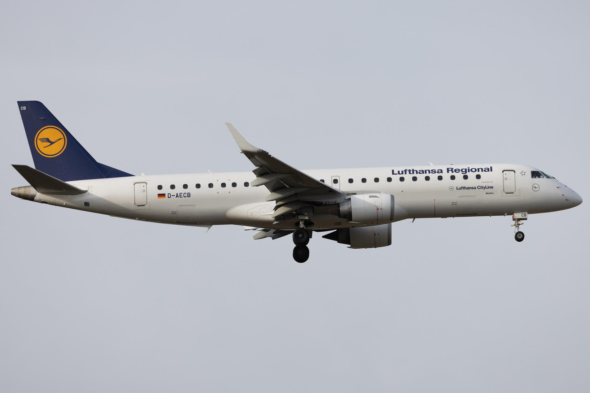 Frankfurt Airport: Lufthansa (LH / DLH) | Operator: Lufthansa CityLine | Embraer E190LR E190 | D-AECB | MSN 19000332
