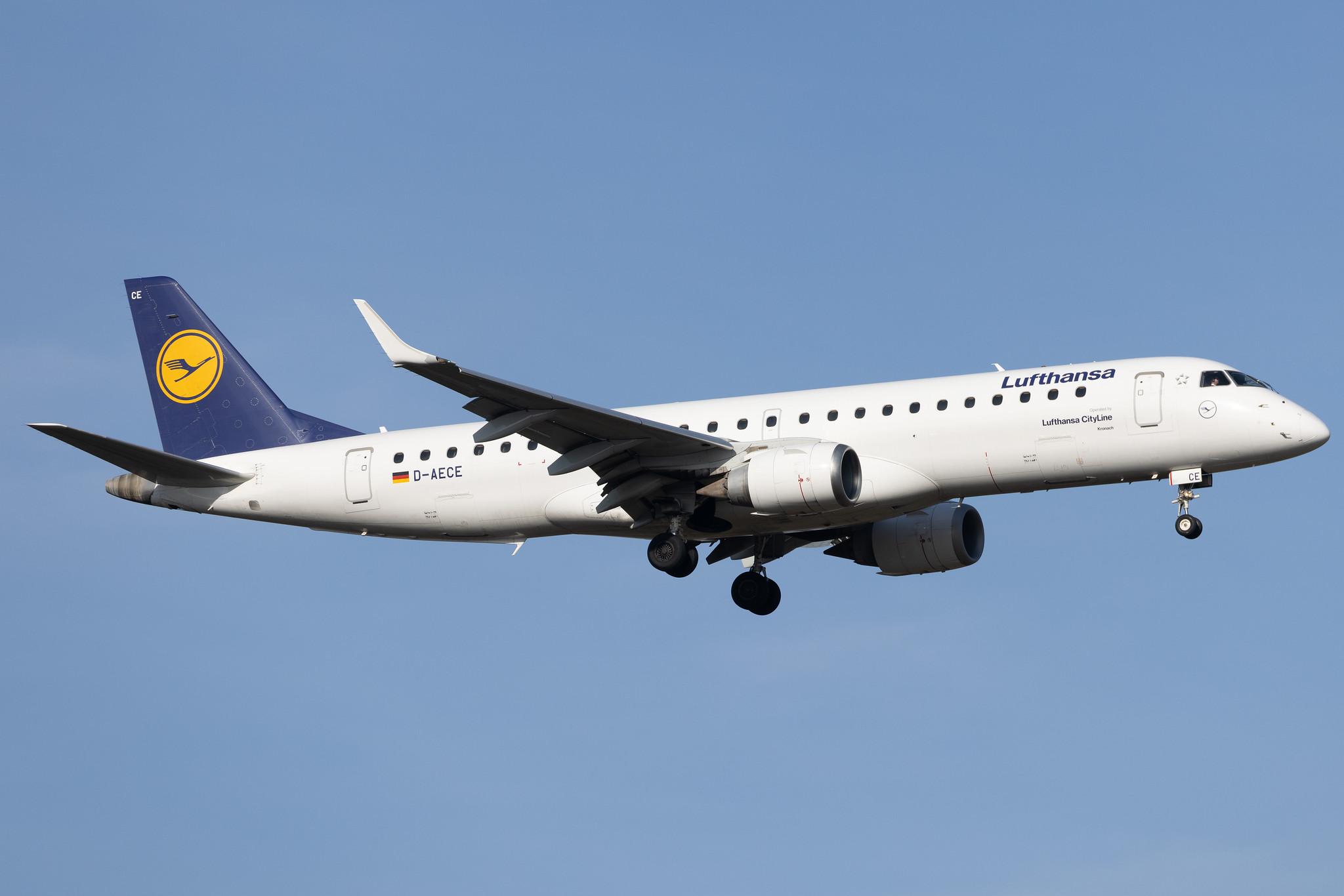 Frankfurt Airport: Lufthansa (LH / DLH) | Operator: Lufthansa CityLine | Embraer E190LR E190 | D-AECE | MSN 19000341