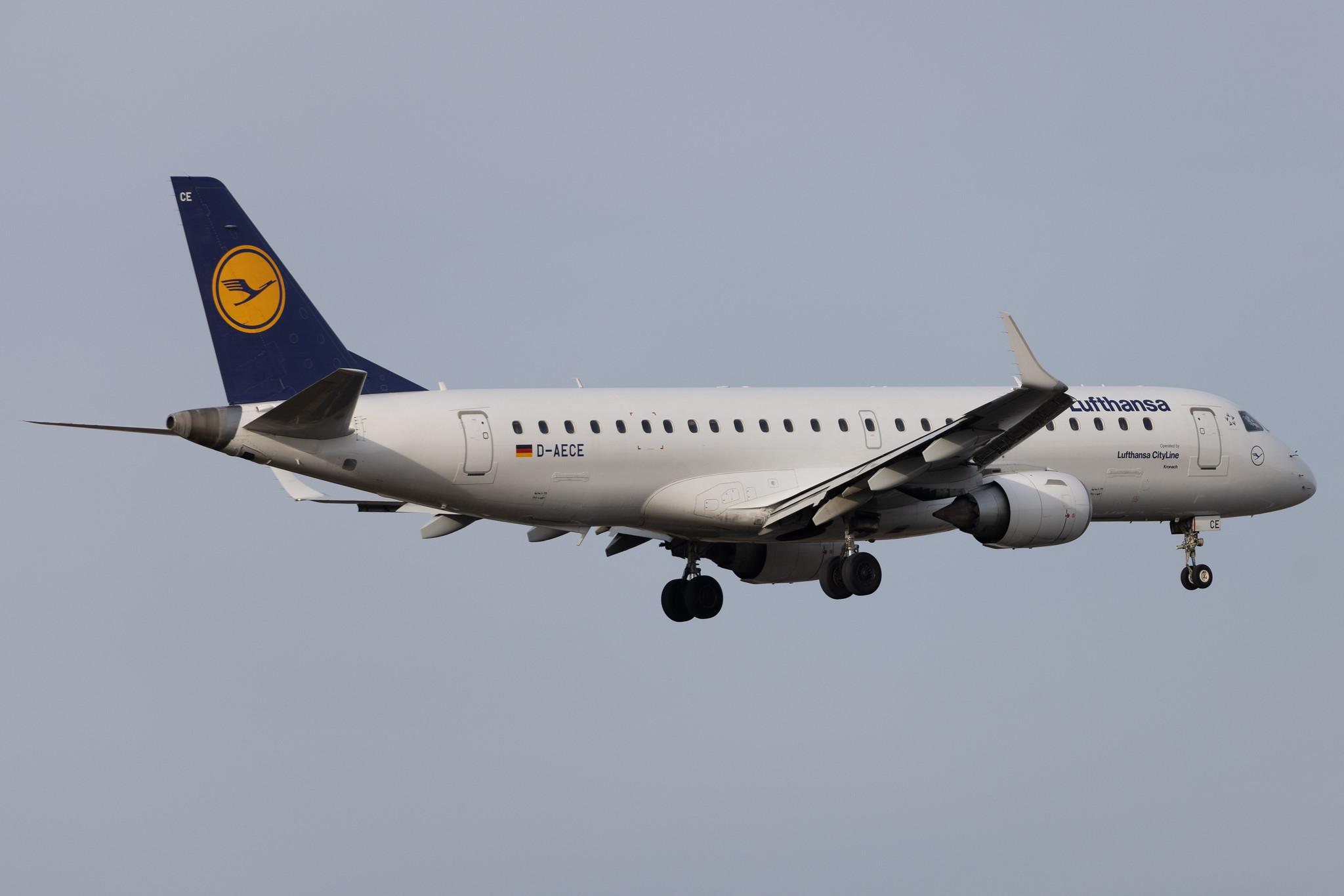 Frankfurt Airport: Lufthansa (LH / DLH) | Operator: Lufthansa CityLine | Embraer E190LR E190 | D-AECE | MSN 19000341