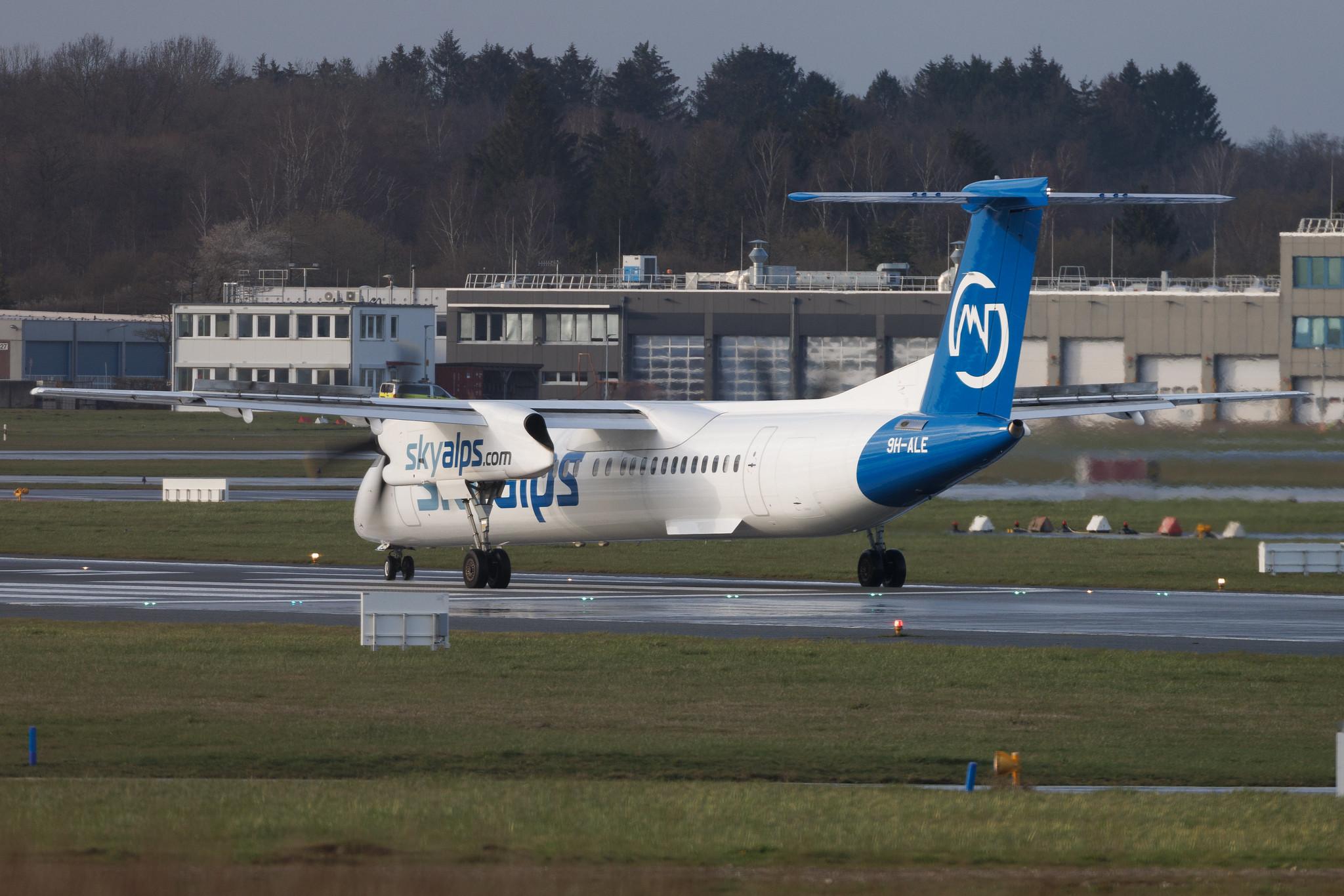 Hamburg Airport: SkyAlps (BQ / SWU) | De Havilland Canada Dash 8-400 DH8D | 9H-ALE | MSN 4326