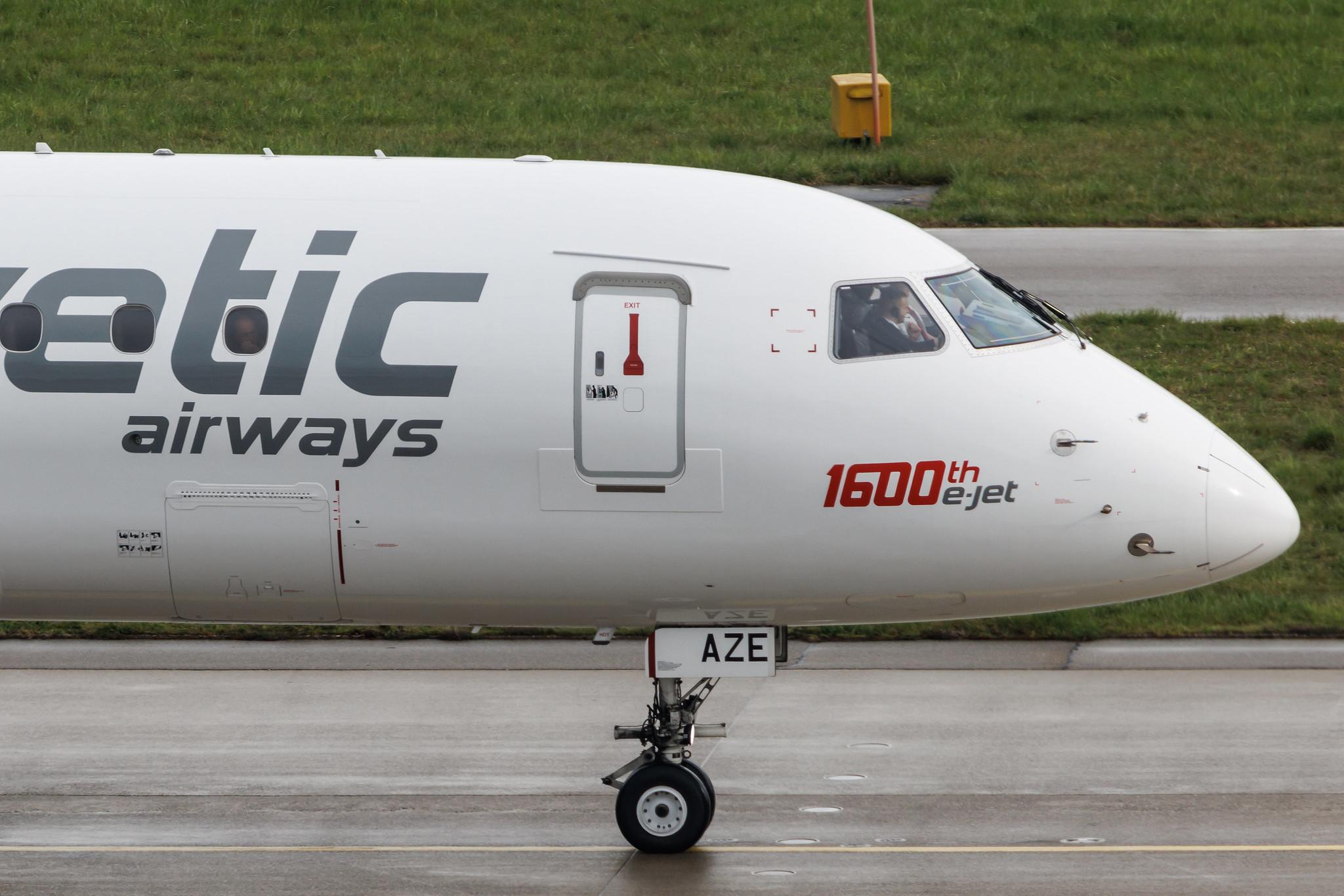 Flughafen Zürich: Helvetic Airways (2L / OAW) | Livery: 1600th E-jet sticker | Embraer E190-E2 E290 | HB-AZE | MSN 19020038