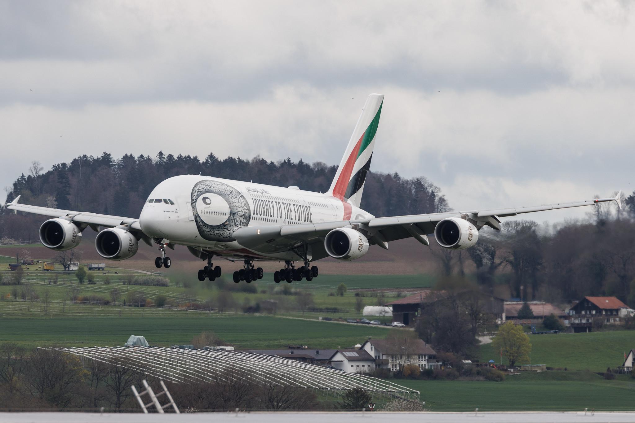 Flughafen Zürich: Emirates (EK / UAE) | Livery: Journey to the Future Livery | Airbus A380-861 A388 | A6-EOD | MSN 168