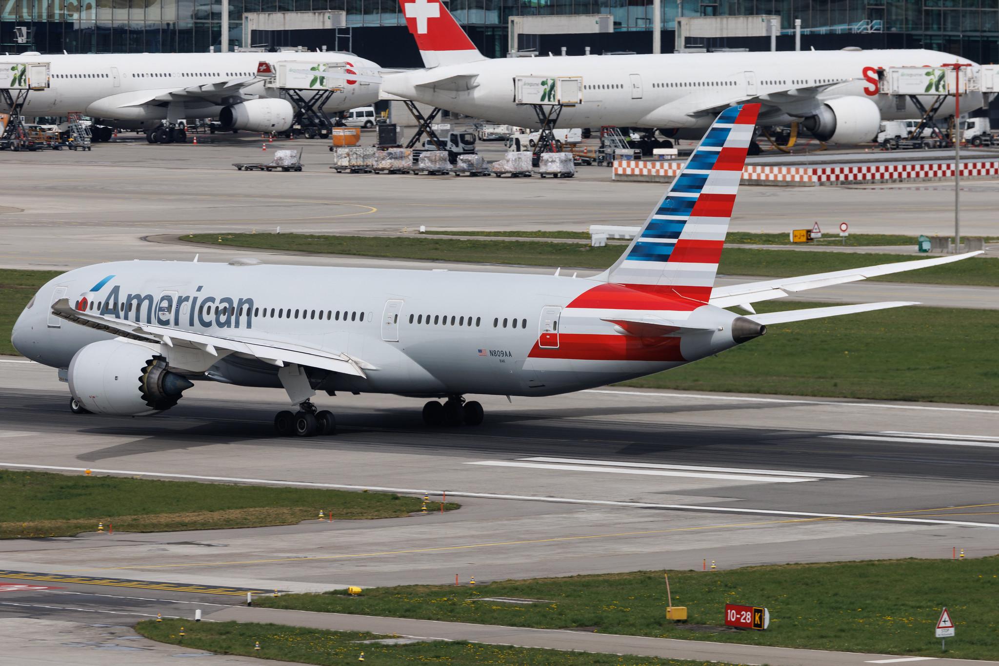 Flughafen Zürich: American Airlines (AA / AAL) | Boeing 787-8 Dreamliner B788 | N809AA | MSN 40627