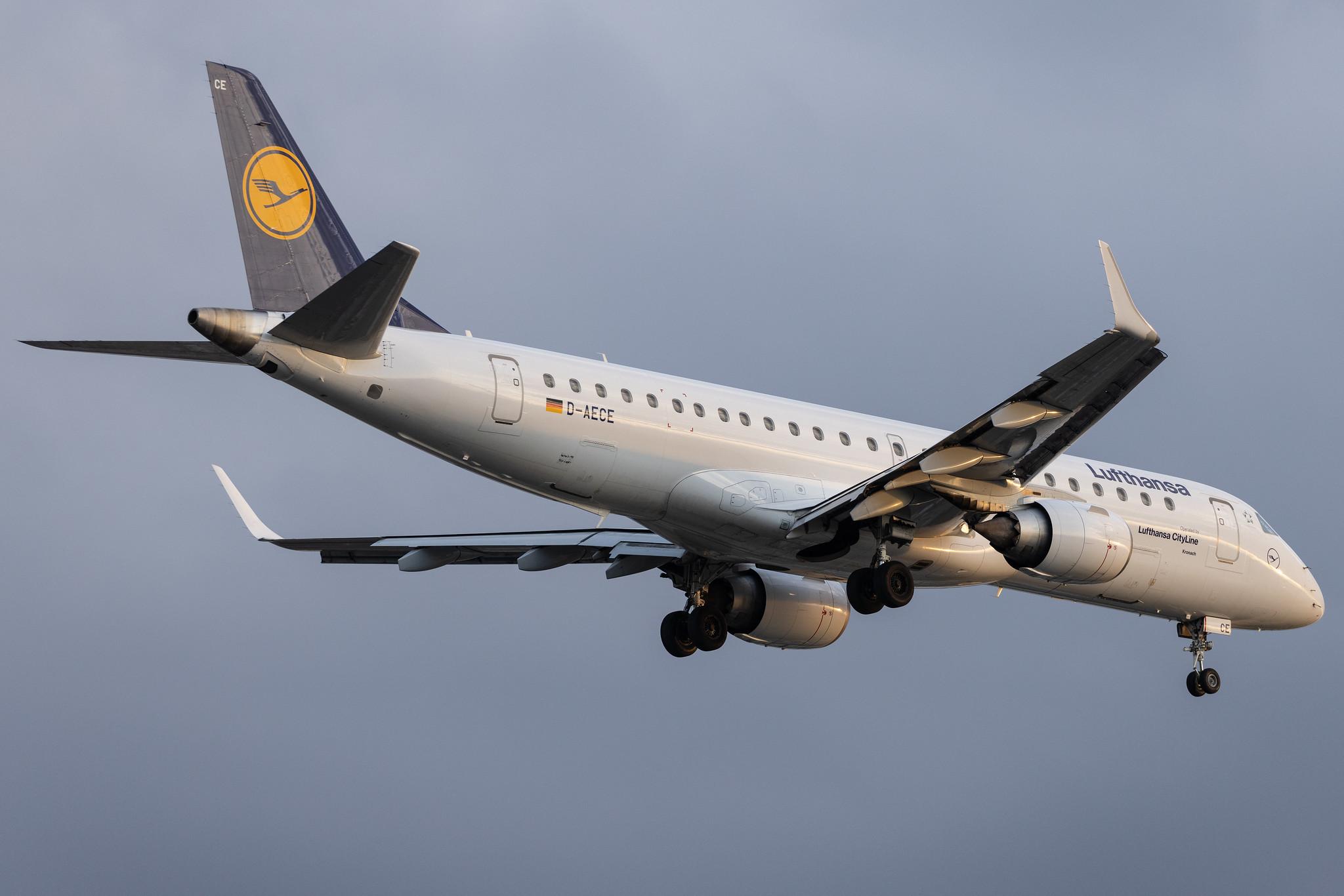 Frankfurt Airport: Lufthansa (LH / DLH) | Operator: Lufthansa CityLine | Embraer E190LR E190 | D-AECE | MSN 19000341