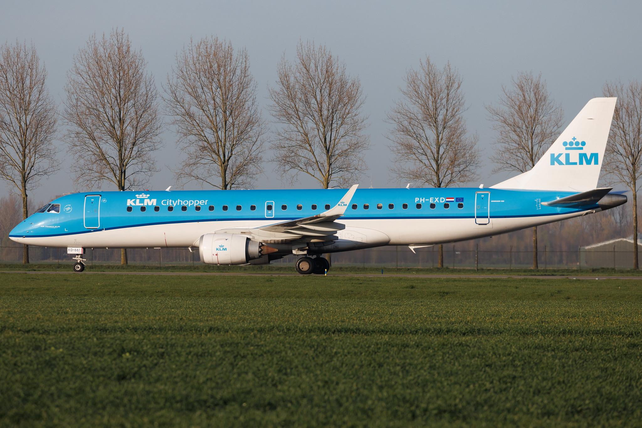 Amsterdam Schiphol: KLM (KL / KLM) | Operator: KLM Cityhopper | Embraer E190STD E190 | PH-EXD | MSN 19000661