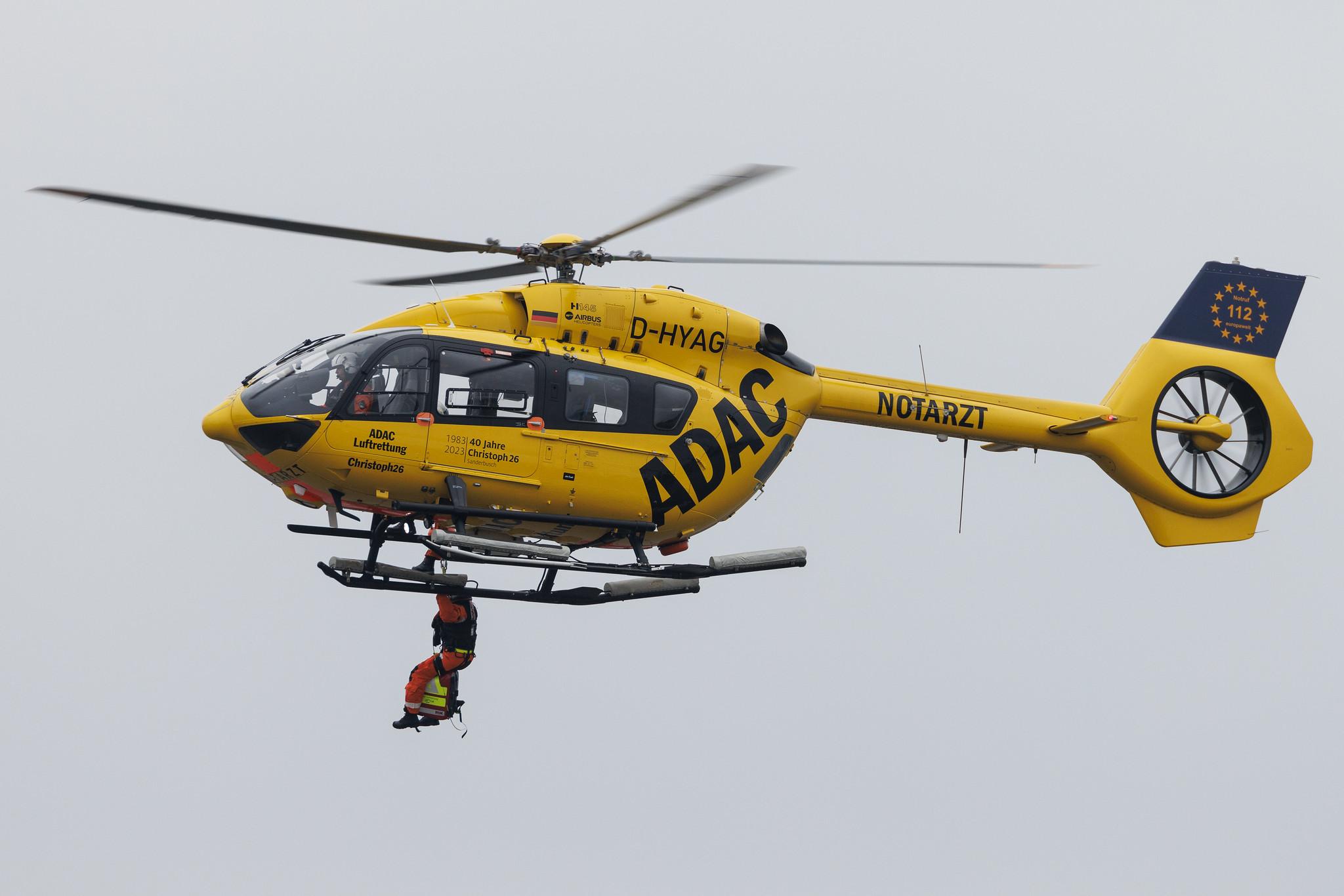 SOS Joint Rescue Operation: ADAC Luftrettung (/ CHX) | Operator: Germany - Air Ambulance |  Airbus Helicopters H145 EC45 | D-HYAG | MSN 20054