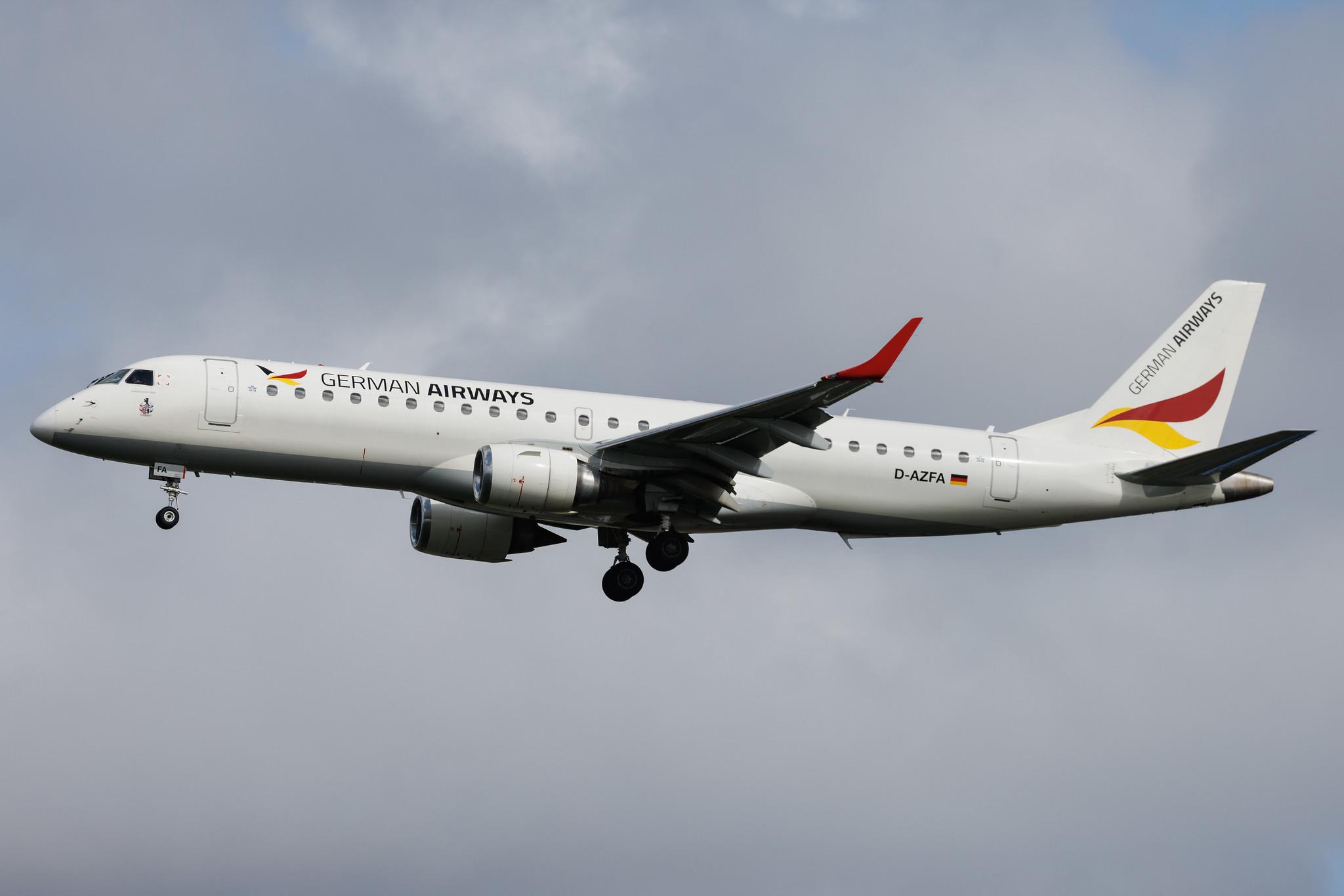 Amsterdam Schiphol: German Airways (ZQ / GER) | Embraer E190LR E190 | D-AZFA | MSN 19000063