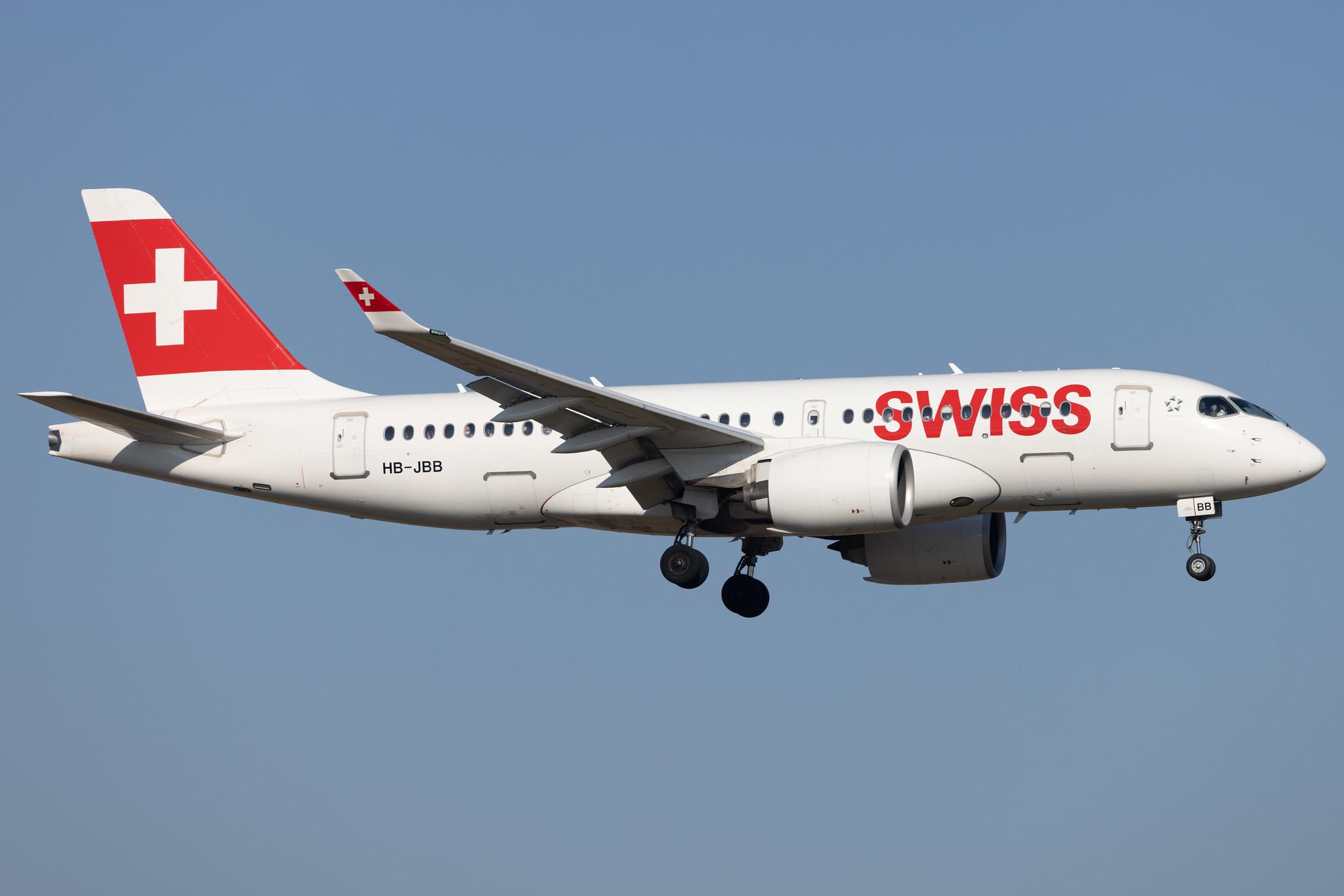 Flughafen Berlin Brandenburg: Swiss (LX / SWR) |  Airbus A220-100 BCS1 | HB-JBB | MSN 50011