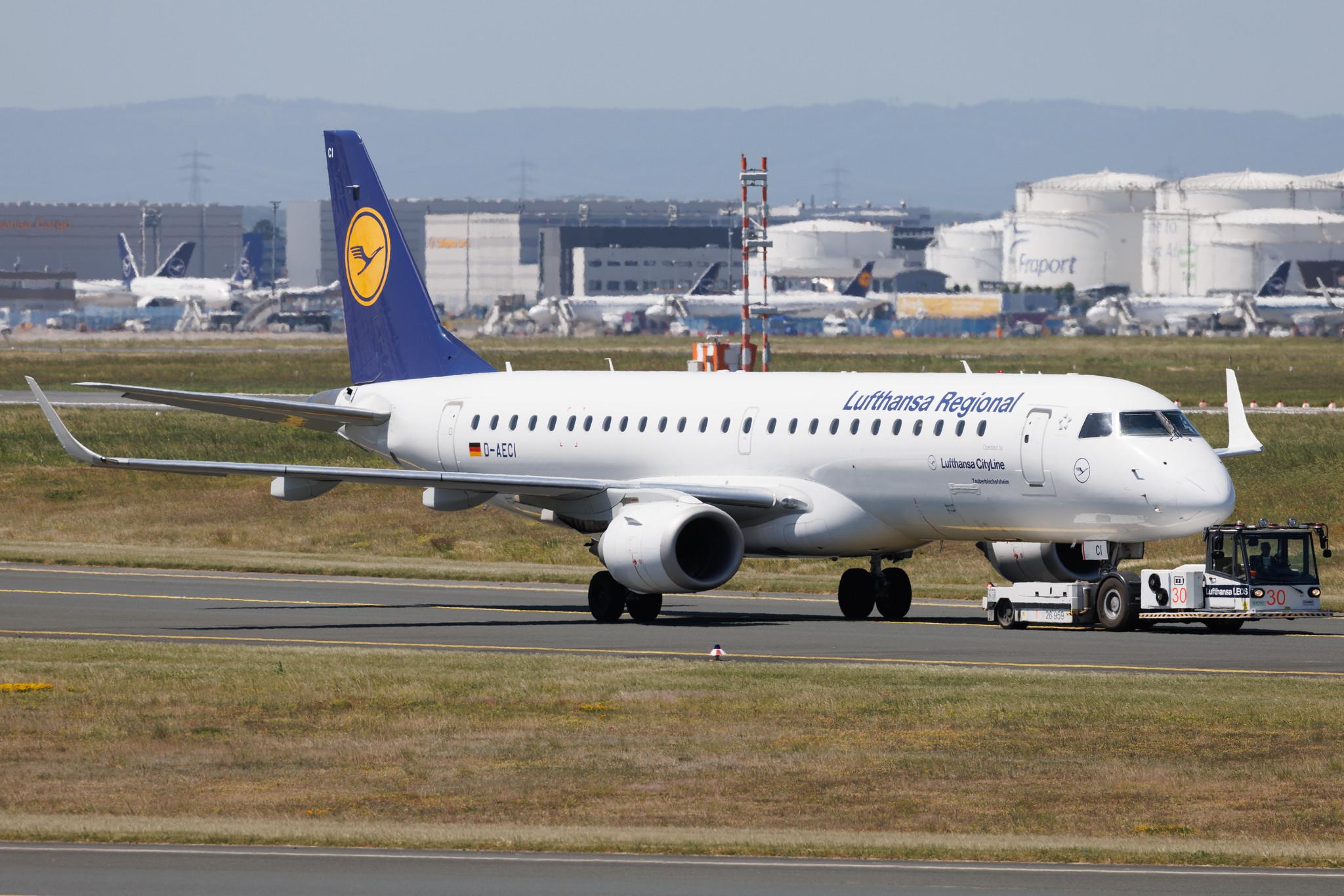 Frankfurt Airport: Lufthansa (LH / DLH) | Operator: Lufthansa CityLine | Embraer E190LR E190 | D-AECI | MSN 19000381