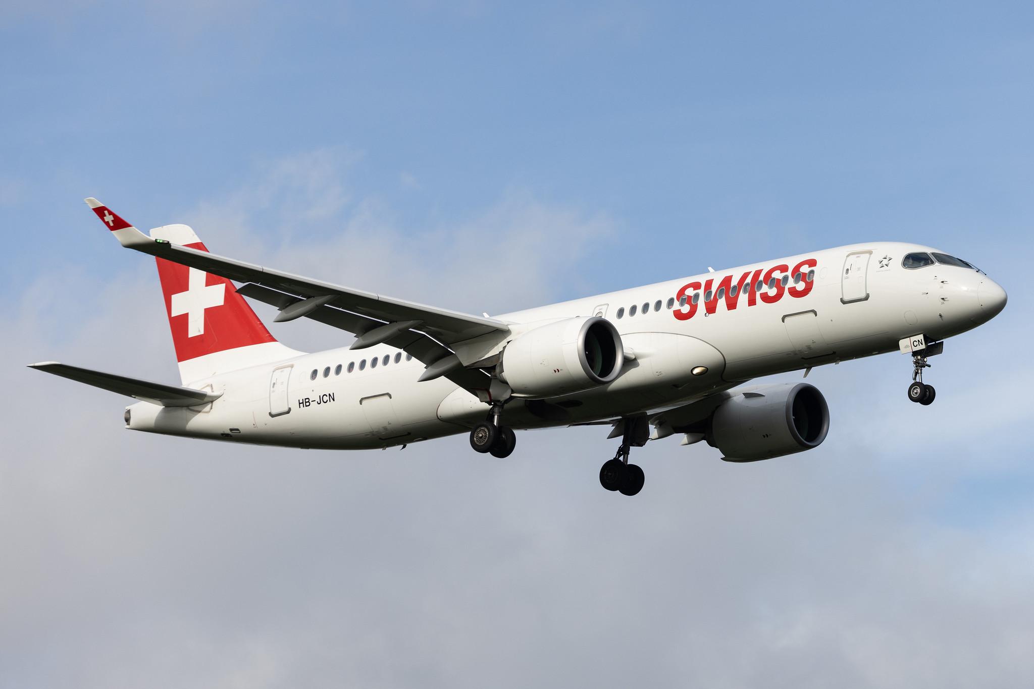 London Heathrow: Swiss (LX / SWR) | Airbus A220-300 BCS3 | HB-JCN | MSN 55032