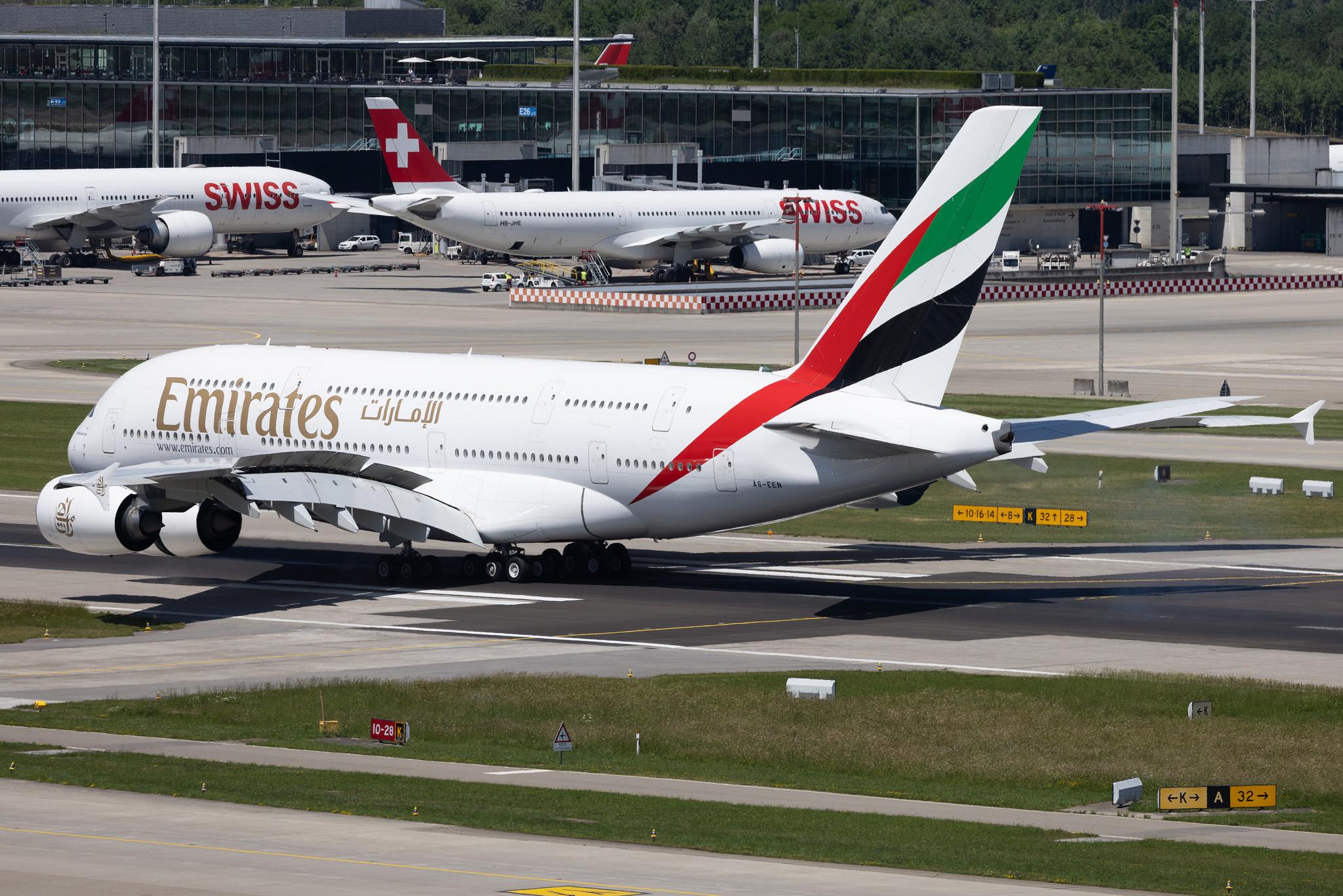 Flughafen Zürich: Emirates (EK / UAE) | Airbus A380-861 A388 | A6-EEN | MSN 135