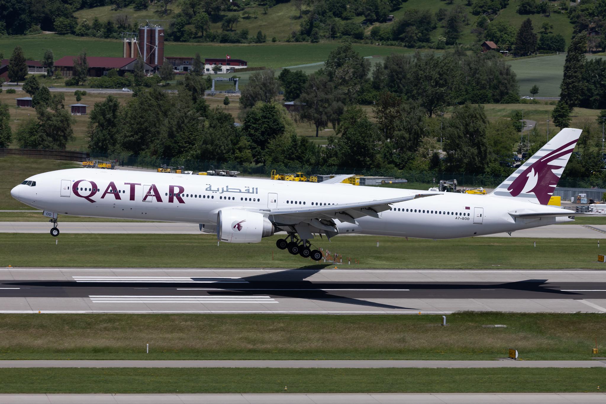 Flughafen Zürich: Qatar Airways (QR / QTR) | Boeing 777-367(ER) B77W | A7-BOD | MSN 36165
