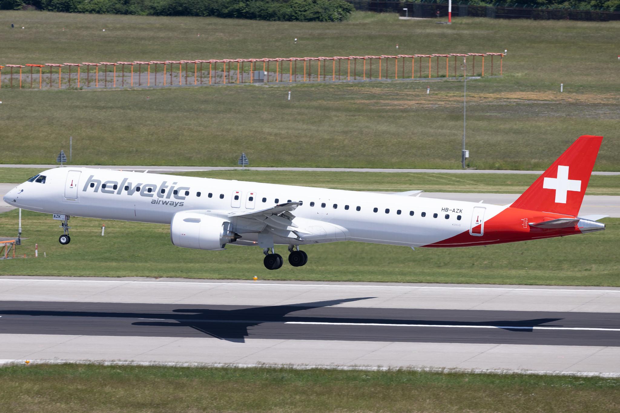 Flughafen Zürich: Helvetic Airways (2L / OAW) | Embraer E195-E2 E295 | HB-AZK | MSN 19020058