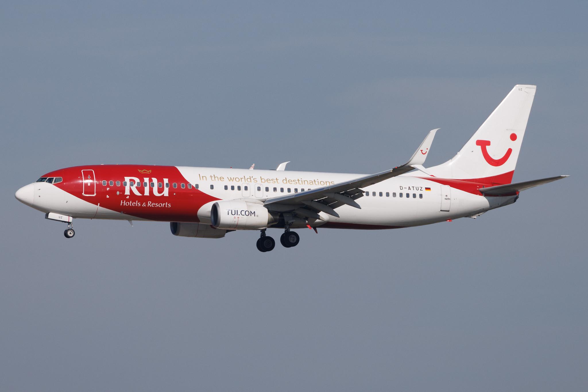 Frankfurt Airport: TUI (X3 / TUI) | Livery: RIU Hotels & Resorts Livery | Operator: TUI fly | Boeing 737-8K5 B738 | D-ATUZ | MSN 34691