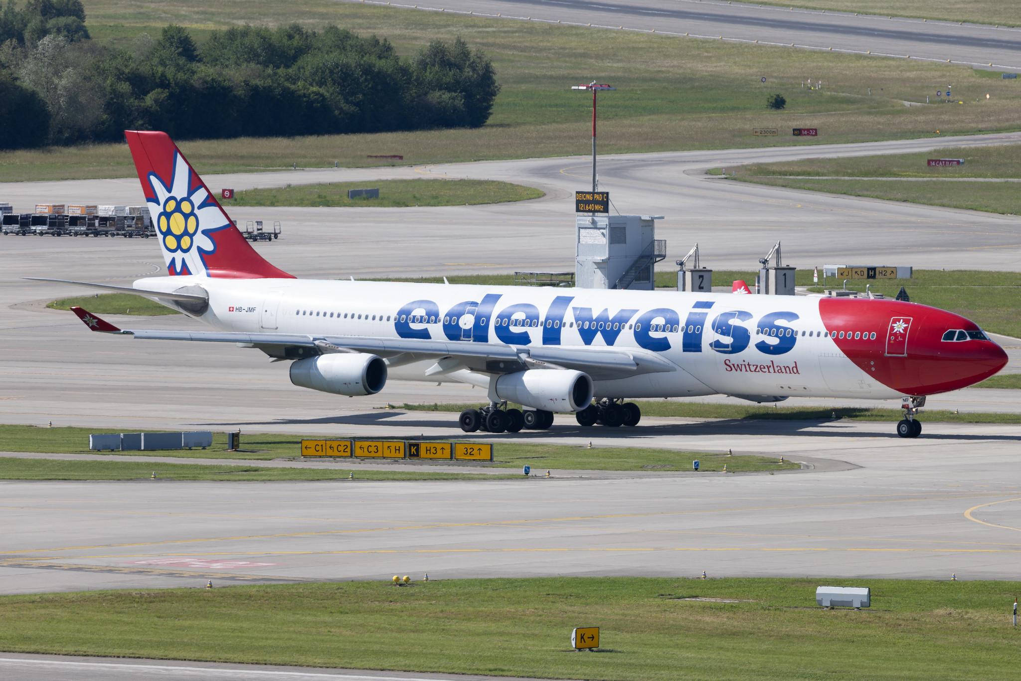 Flughafen Zürich: Edelweiss Air (WK / EDW) | Airbus A340-313 A343 | HB-JMF | MSN 0561