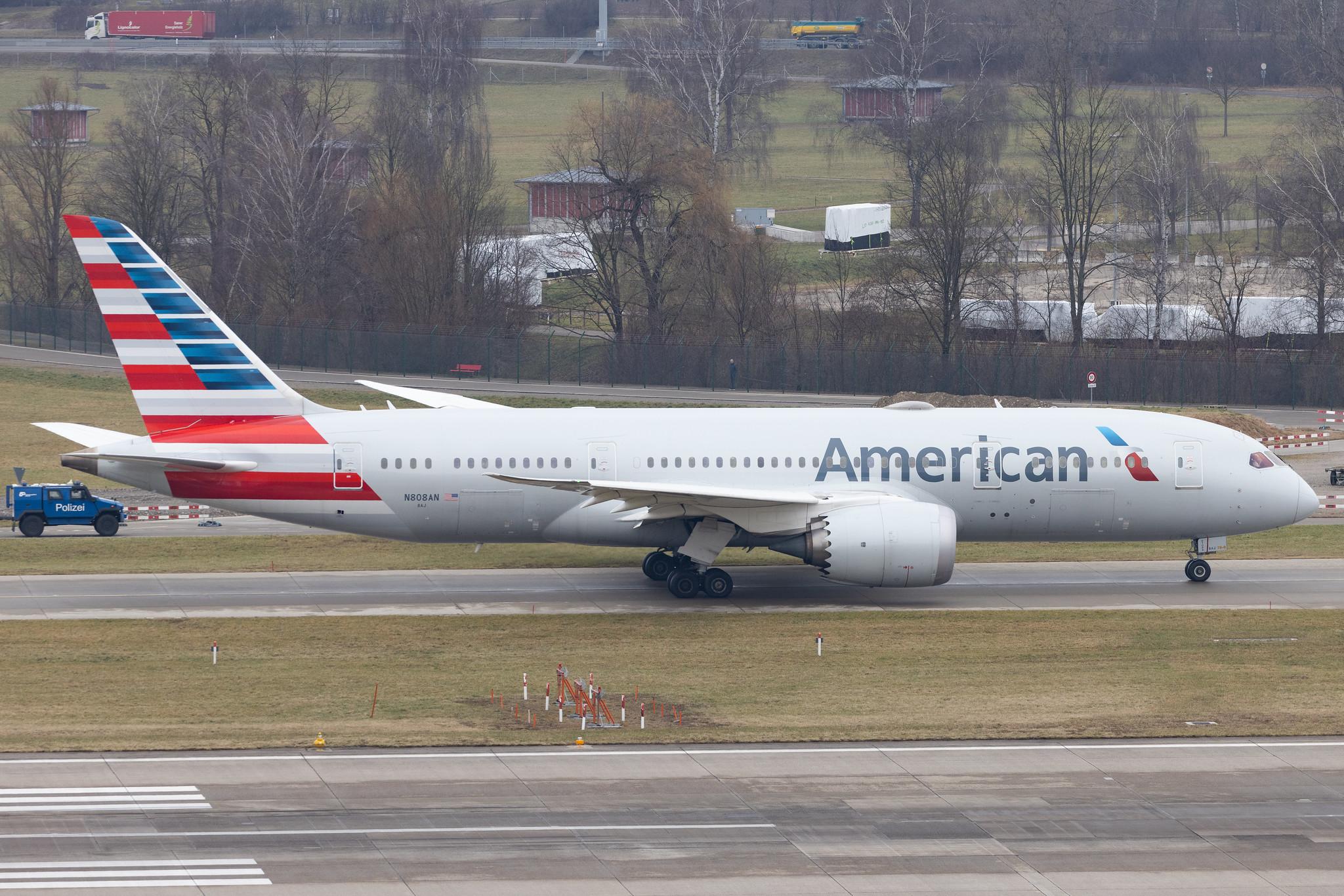 Flughafen Zürich: American Airlines (AA / AAL) | Boeing 787-8 Dreamliner B788 | N808AN | MSN 40626