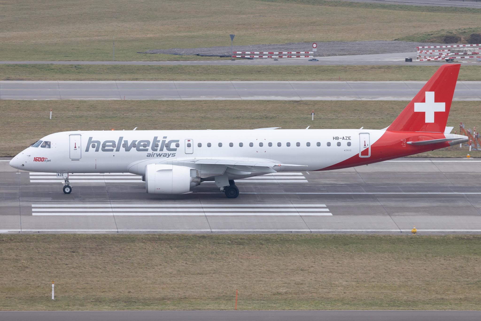 Flughafen Zürich: Helvetic Airways (2L / OAW) | Livery: 1600th E-jet sticker | Embraer E190-E2 E290 | HB-AZE | MSN 19020038