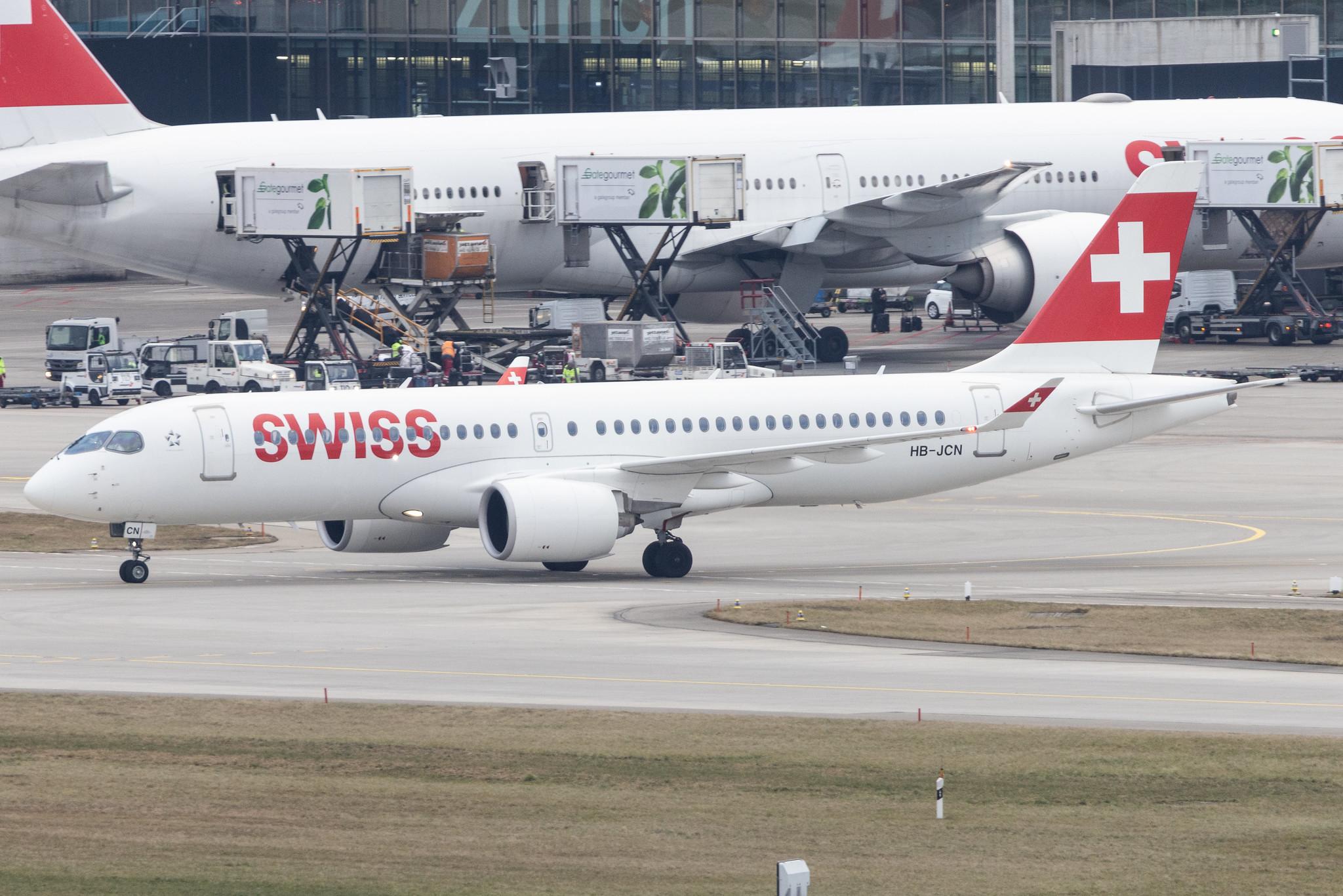 Flughafen Zürich: Swiss (LX / SWR) |  Airbus A220-300 BCS3 | HB-JCN | MSN 55032