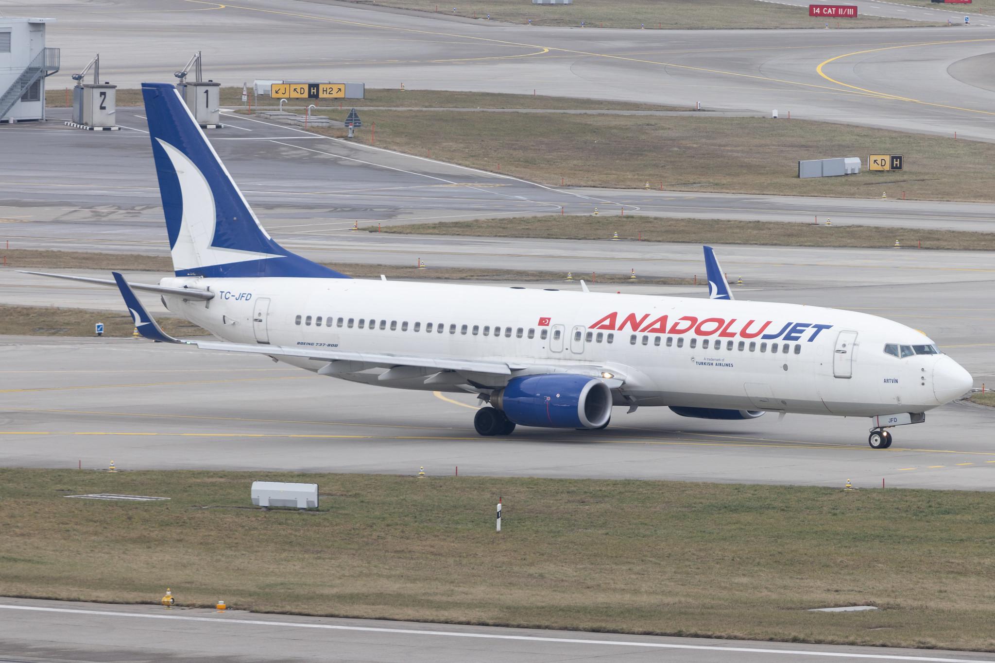 Flughafen Zürich: AnadoluJet (TK / THY) | Operator: Turkish Airlines | Boeing 737-8F2 B738 | TC-JFD | MSN 29766