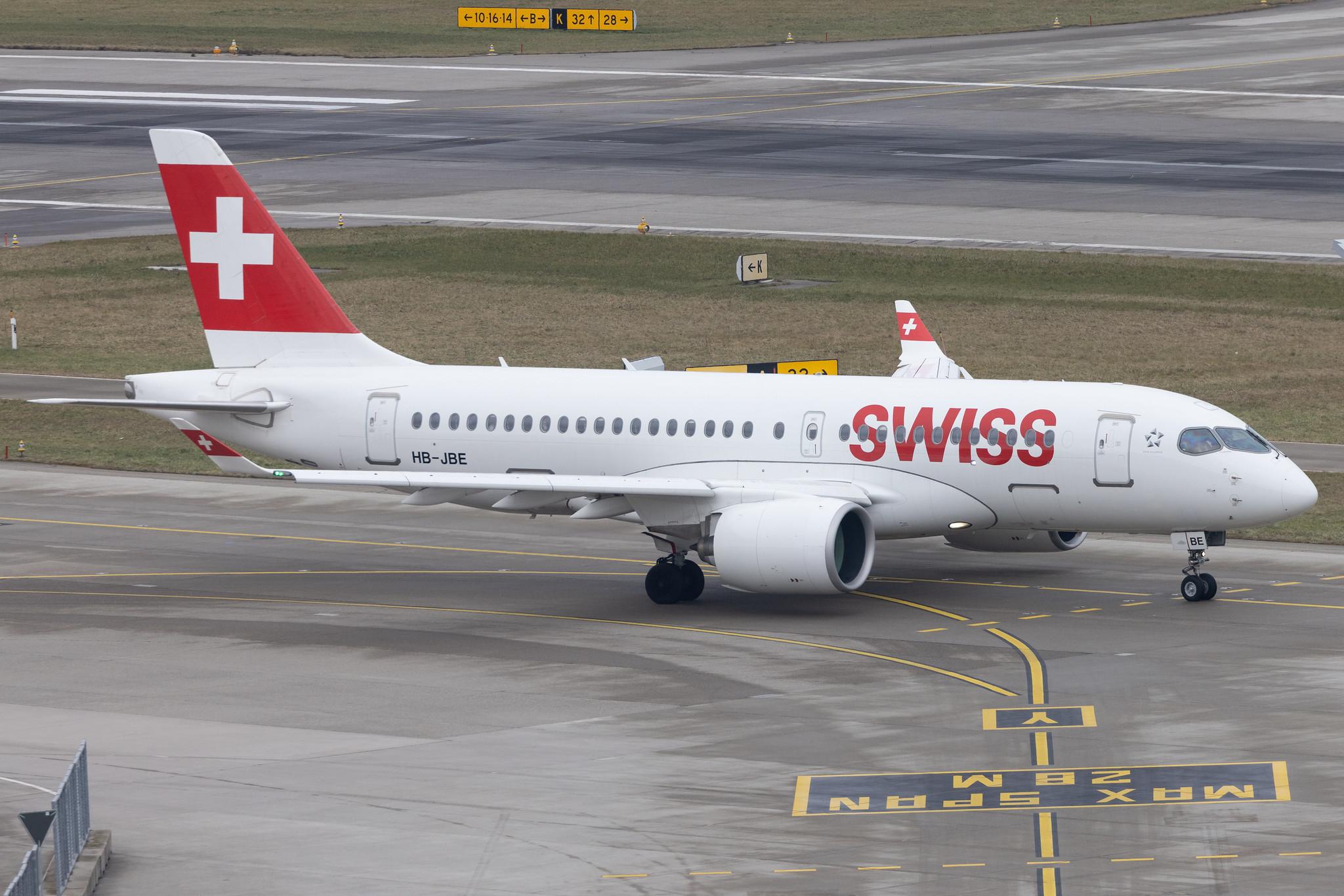 Flughafen Zürich: Swiss (LX / SWR) | Airbus A220-100 BCS1 | HB-JBE | MSN 50014