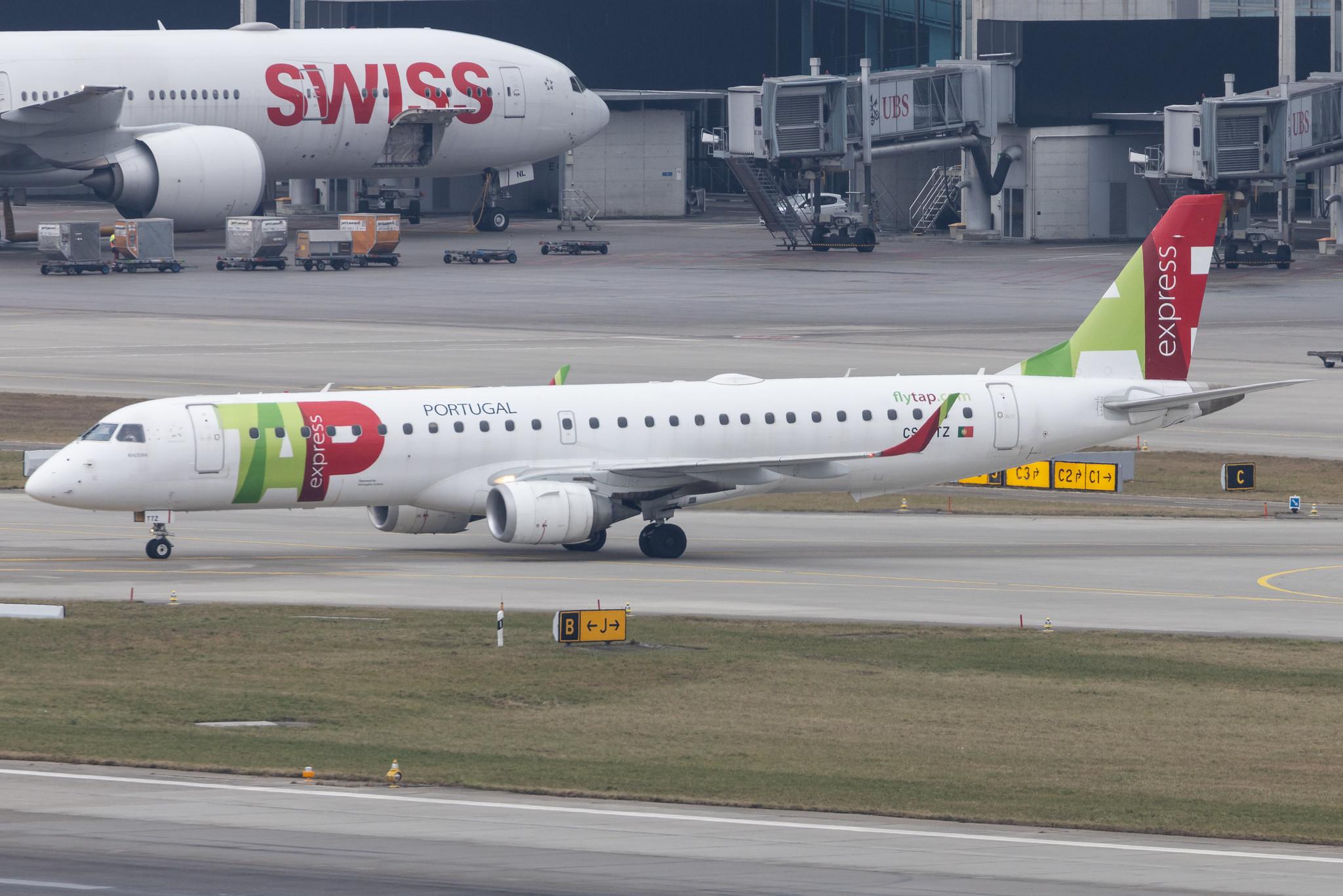 Flughafen Zürich: TAP Express (TP / TAP) | Operator: Portugália Airlines | Embraer E195AR E195 | CS-TTZ | MSN 19000628