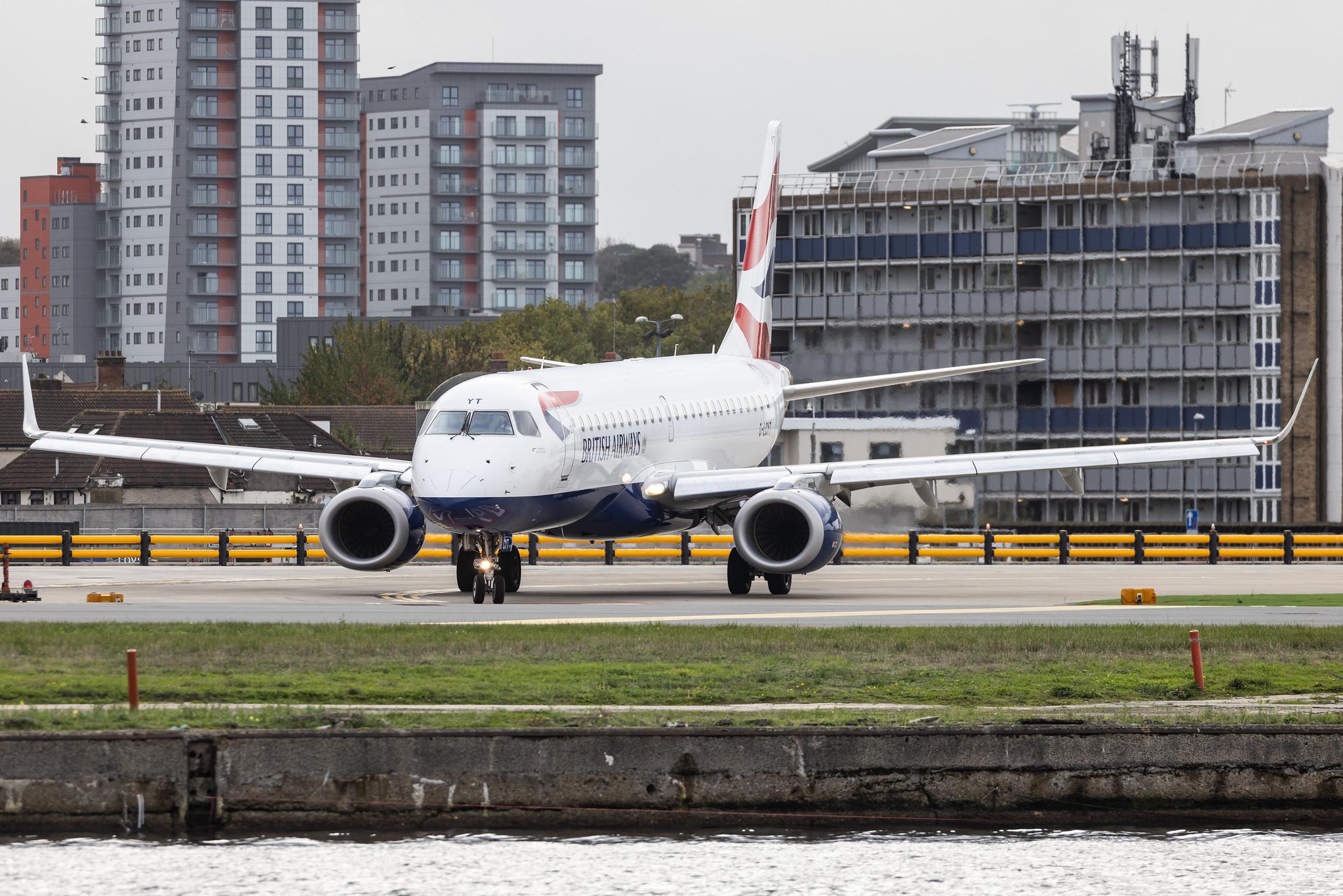London City Airport: British Airways (BA / BAW) | Operator: BA CityFlyer | Embraer E190SR E190 | G-LCYT | MSN 19000670
