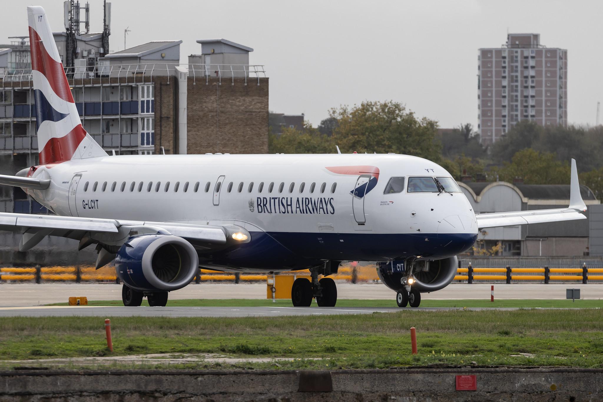 London City Airport: British Airways (BA / BAW) | Operator: BA CityFlyer | Embraer E190SR E190 | G-LCYT | MSN 19000670