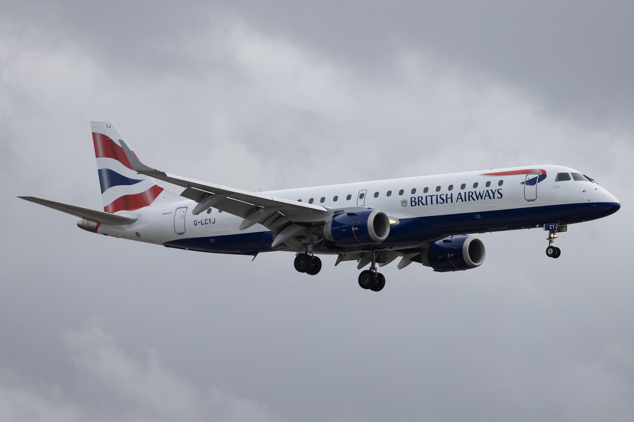 London City Airport: British Airways (BA / BAW) | Operator: BA CityFlyer | Embraer E190SR E190 | G-LCYJ | MSN 19000339