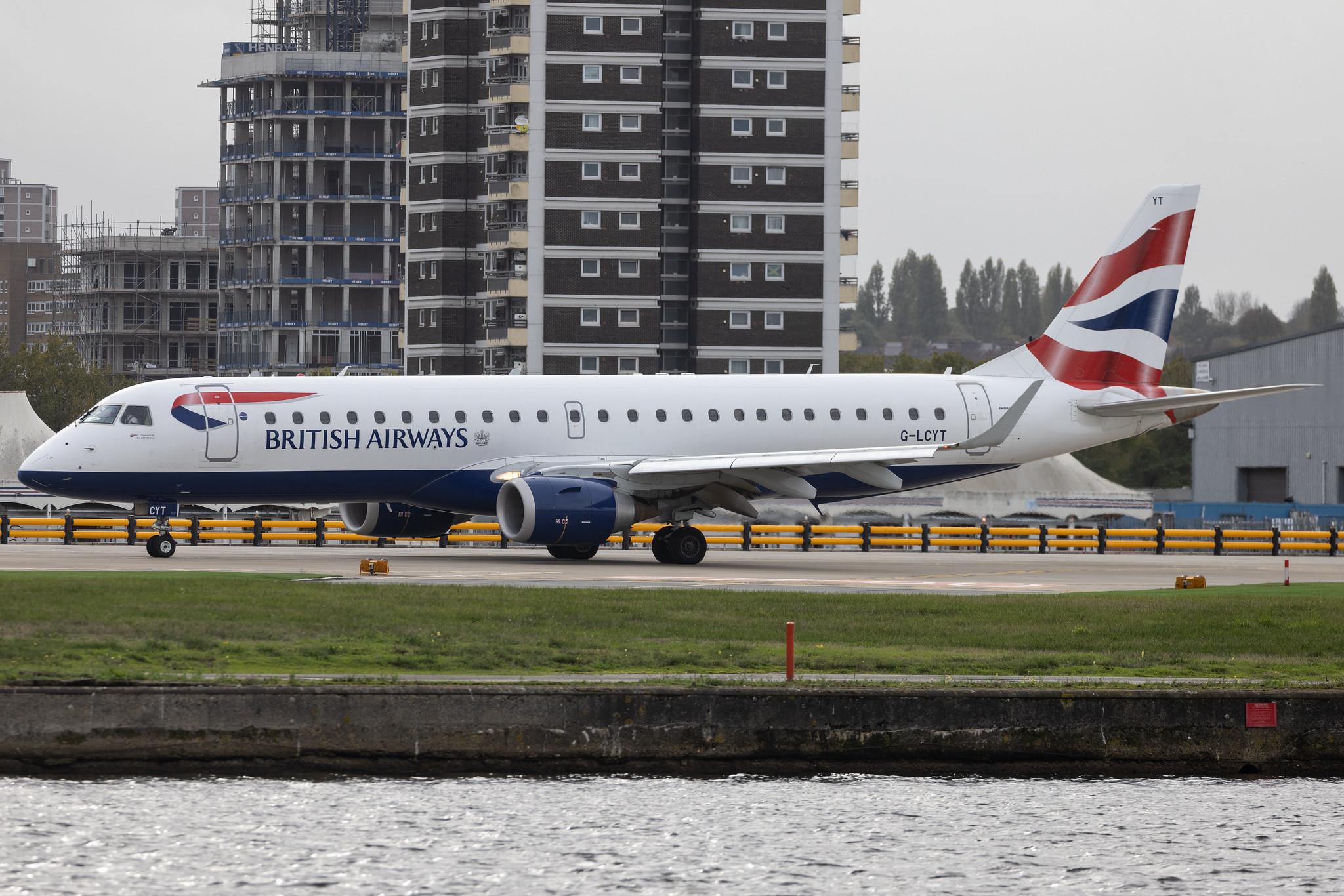 London City Airport: British Airways (BA / BAW) | Operator: BA CityFlyer | Embraer E190SR E190 | G-LCYT | MSN 19000670