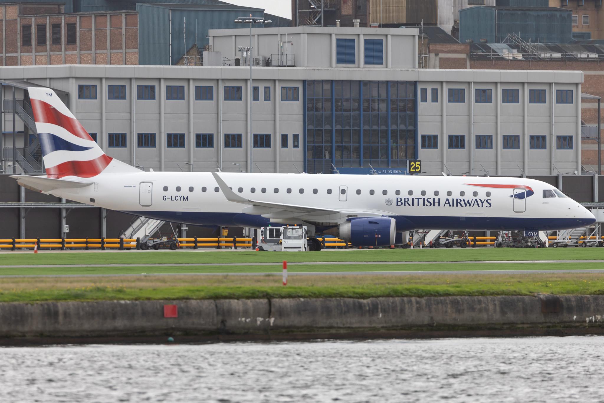 London City Airport: British Airways (BA / BAW) | Operator: BA CityFlyer | Embraer E190SR E190 | G-LCYM | MSN 19000351