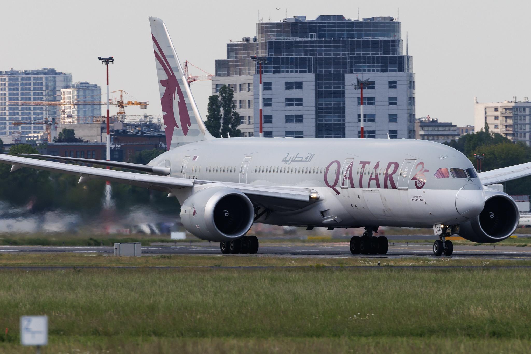 Warsaw Chopin Airport: Qatar Airways (QR / QTR) | Livery: 25 Years of Excellence Sticker | Boeing 787-8 Dreamliner B788 | A7-BCZ | MSN 38344