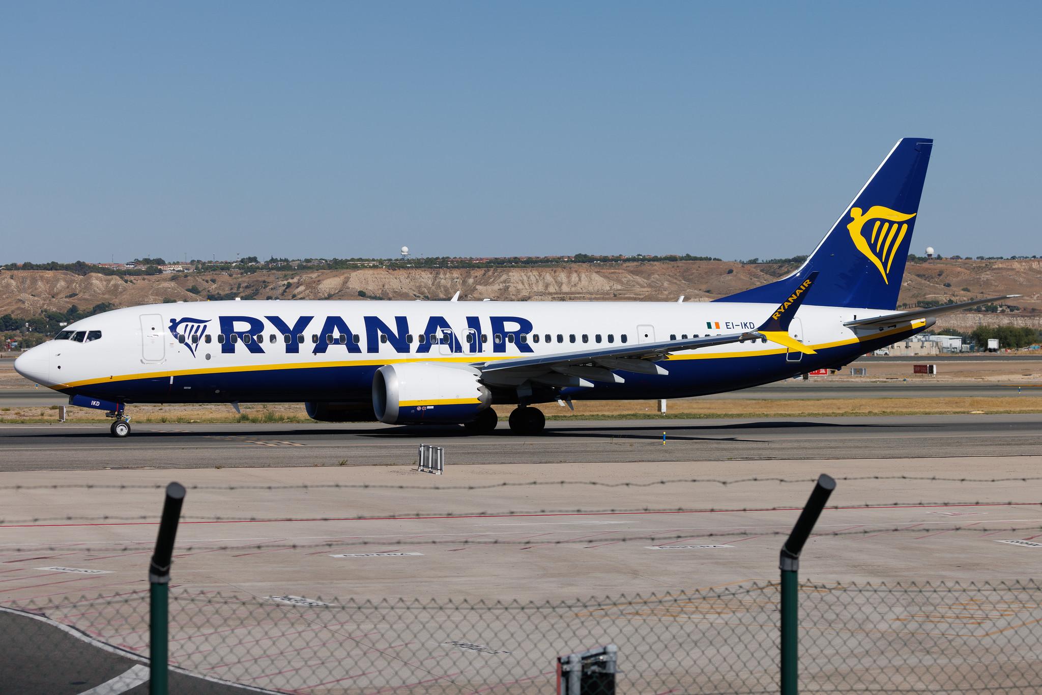 Madrid Barajas Airport: Ryanair (FR / RYR) | Boeing 737 MAX 8-200 B38M | EI-IKD | MSN 67109