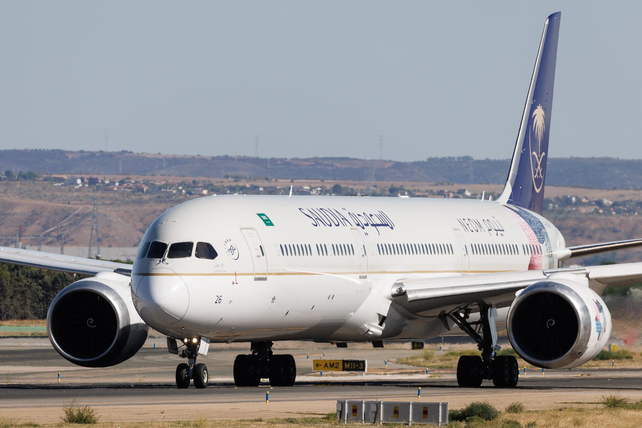 Madrid Barajas Airport: Saudia (SV / SVA) | Livery: Neom Livery | Boeing 787-10 Dreamliner B78X | HZ-AR26 | MSN 40057